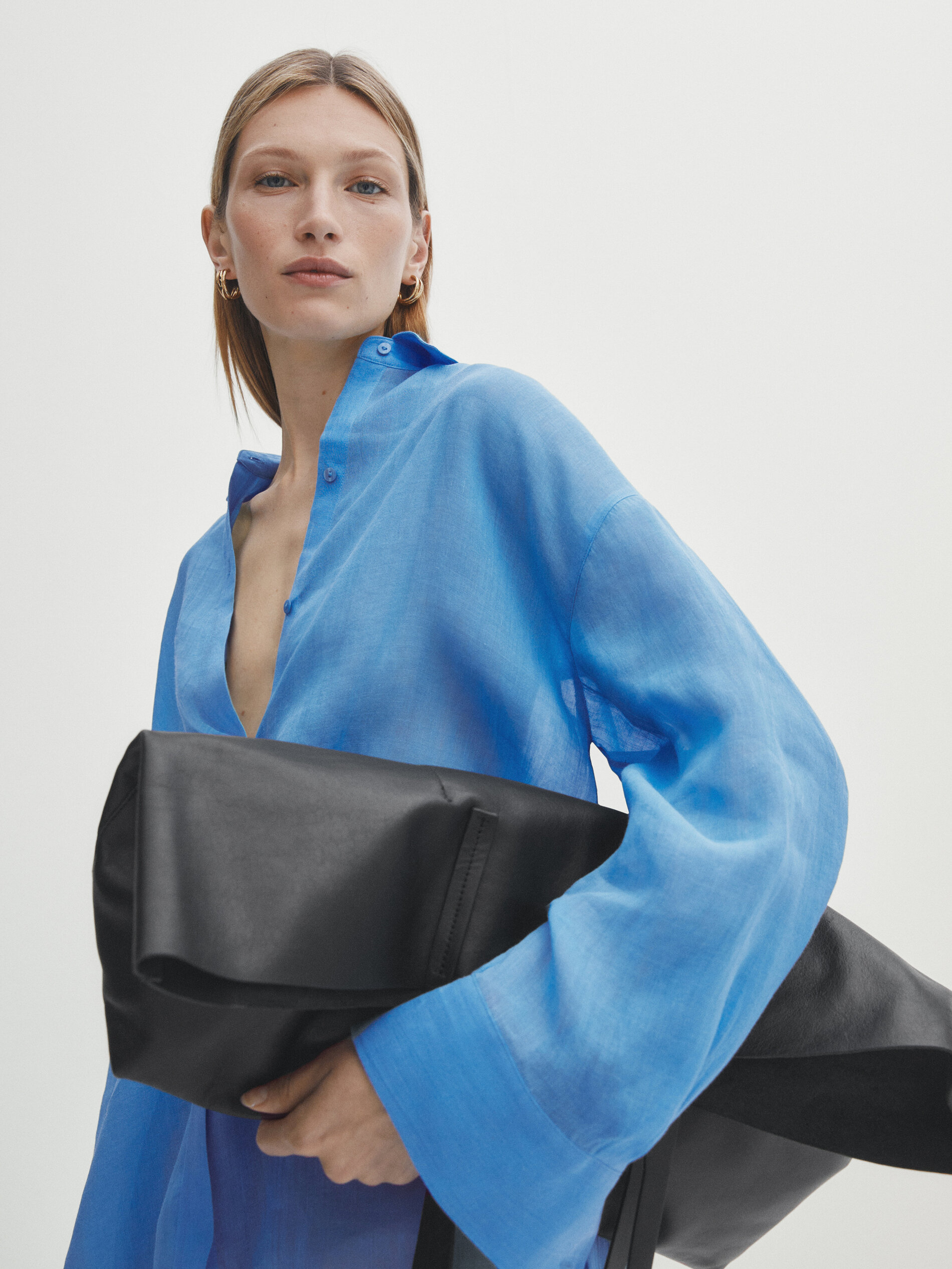 Camisa oversize 100% ramio - AZUL