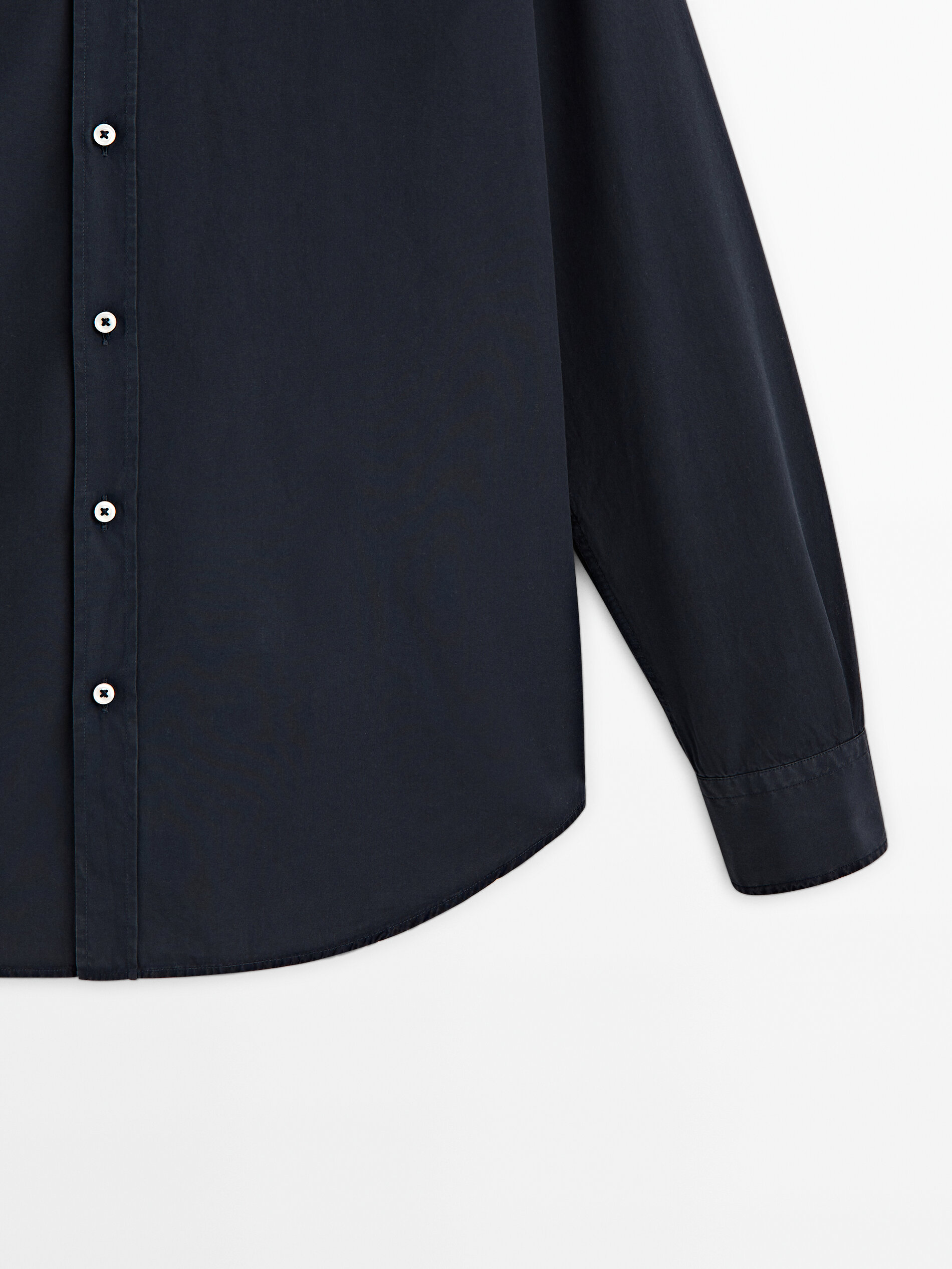 Camisa popelín algodón slim fit - AZUL MARINO