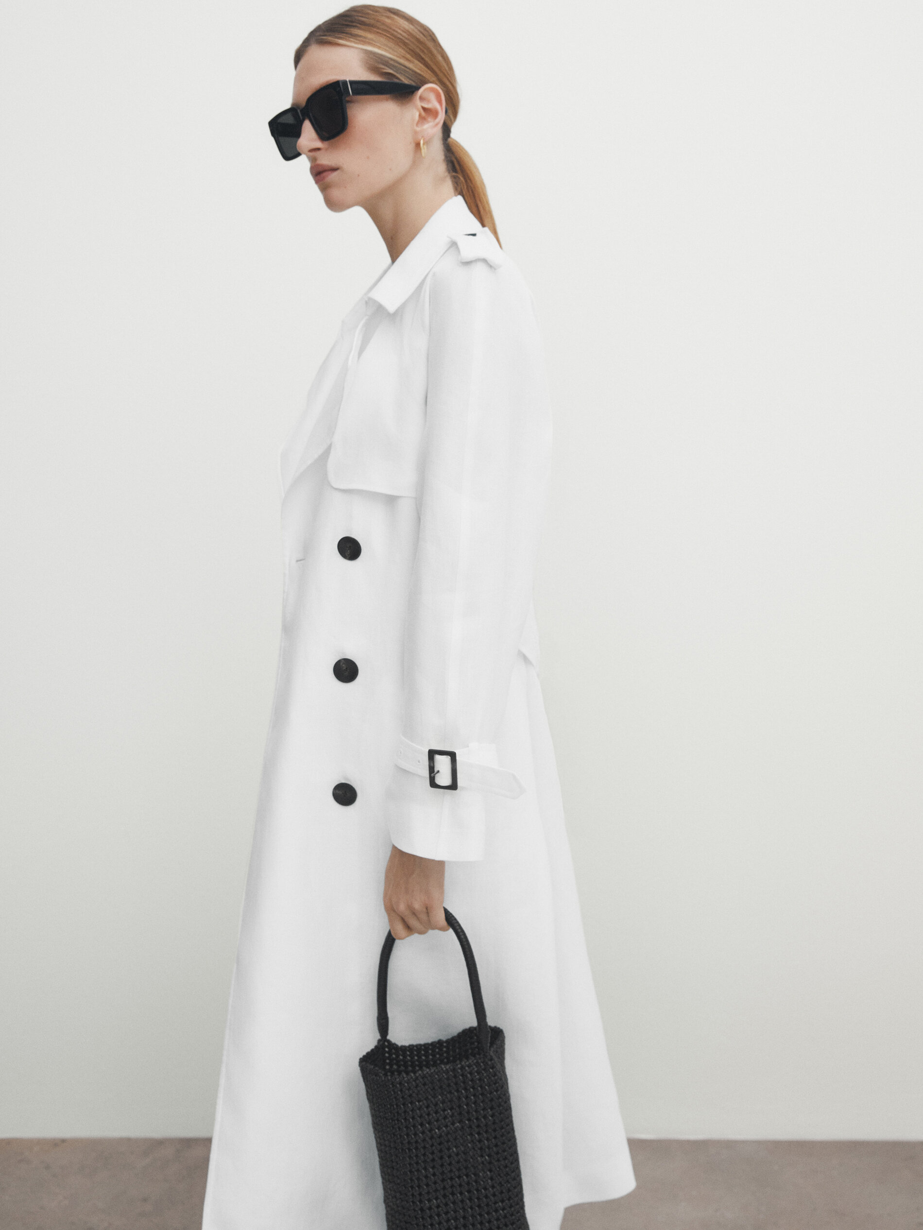 Gabardina fluida 100% lino - BLANCO