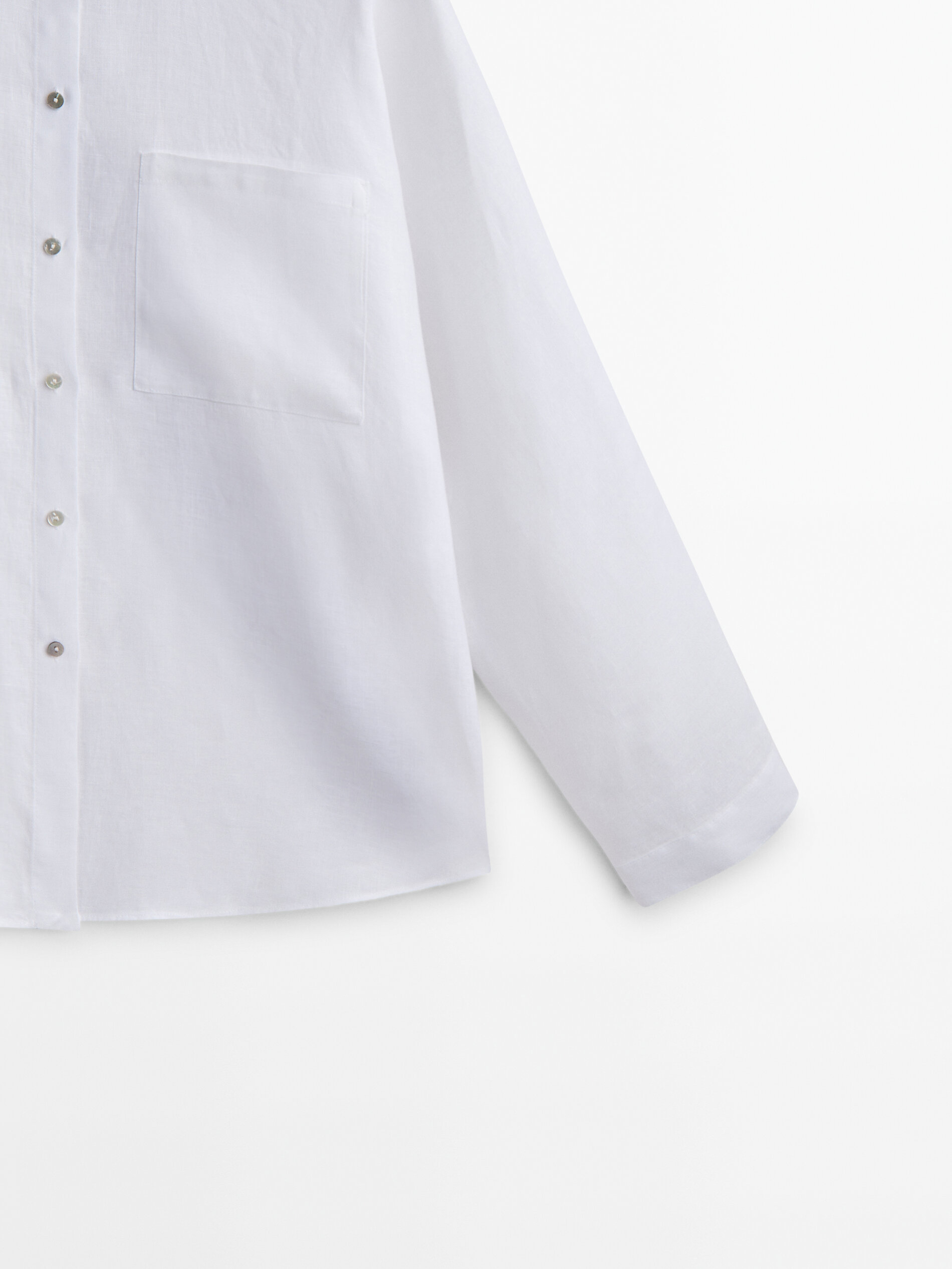 Camisa 100% lino bolsillos - BLANCO
