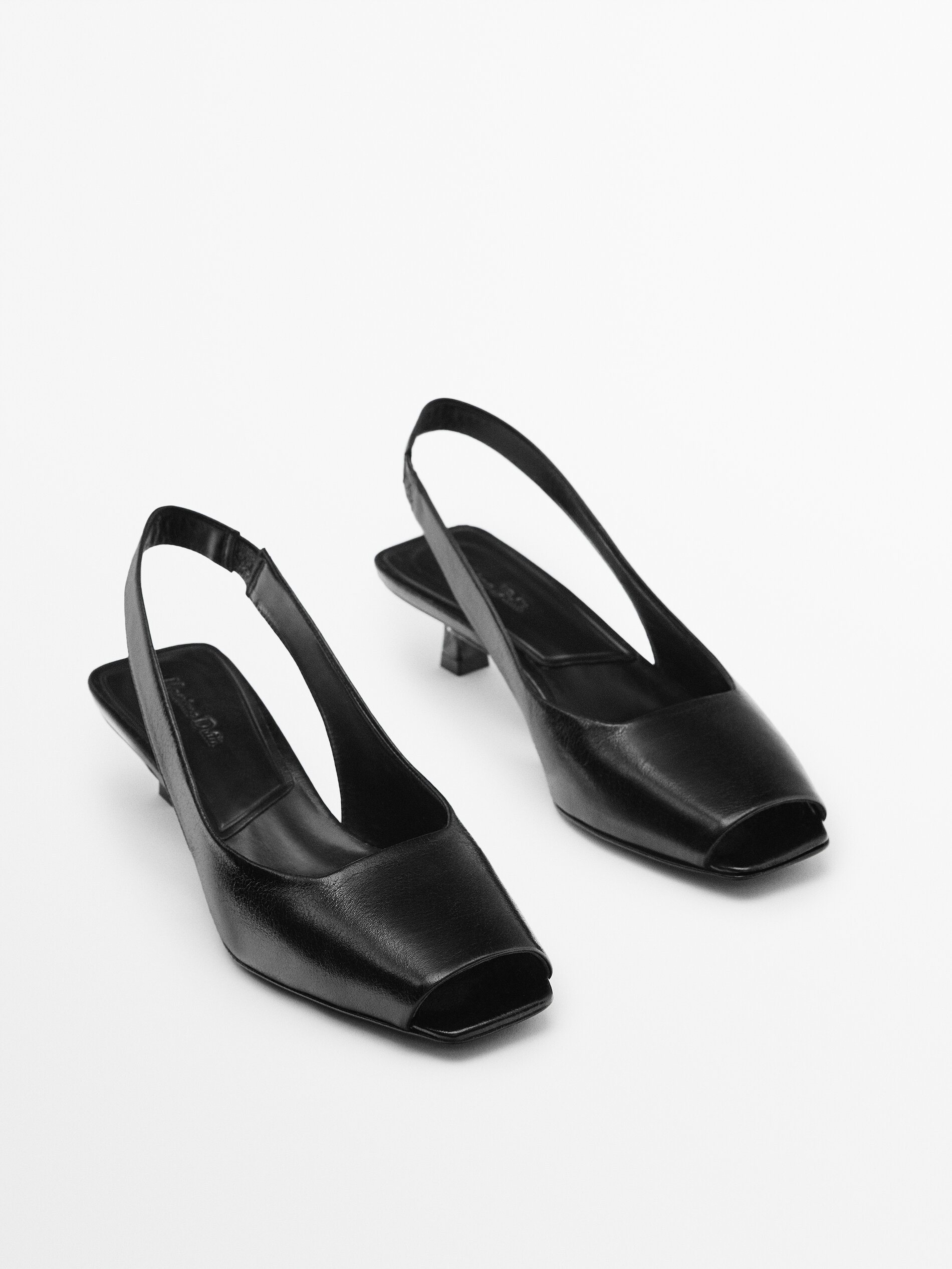 Zapato tacón piel destalonado - NEGRO