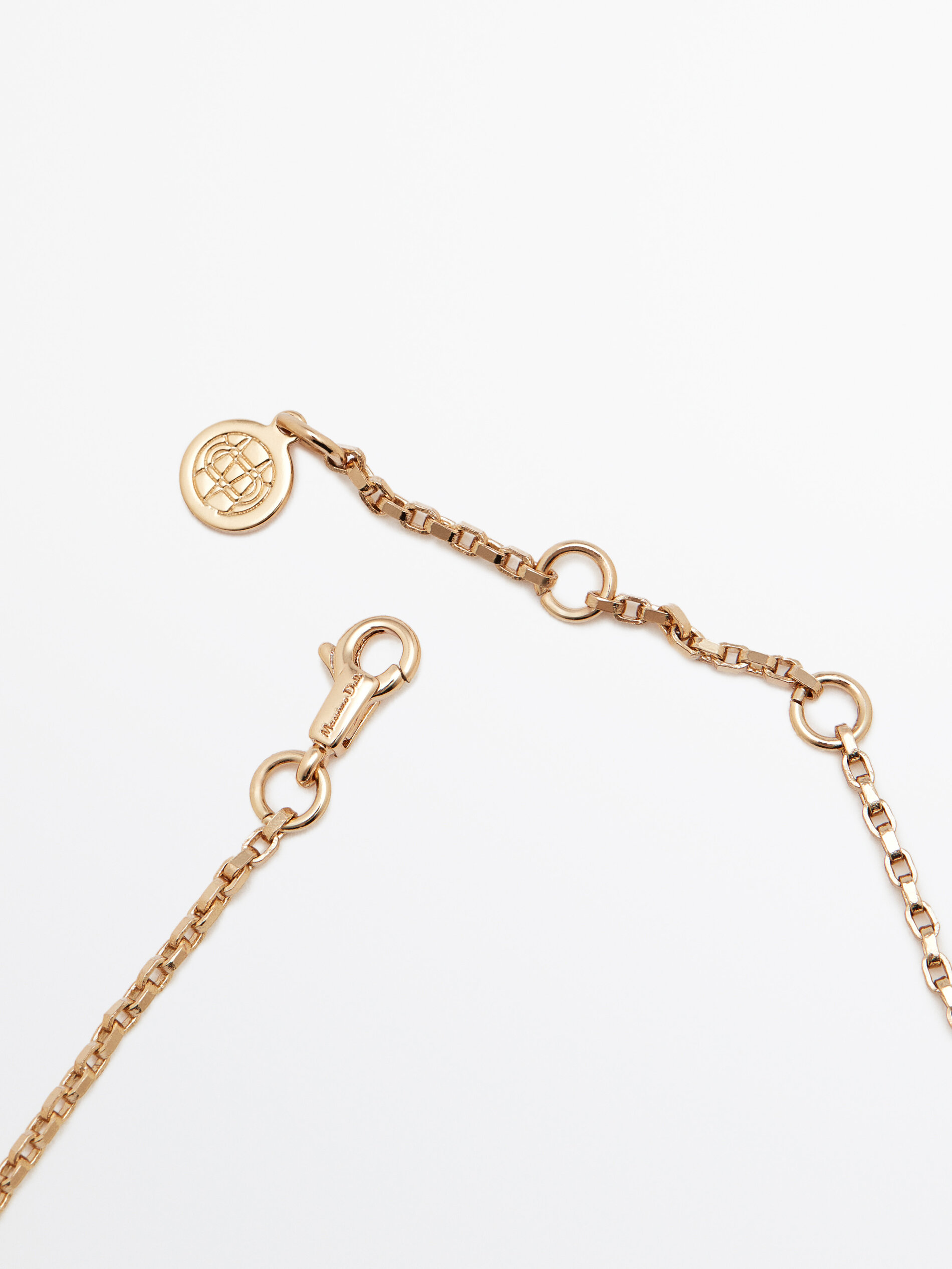 Collar largo moneda textura baño oro - DORADO