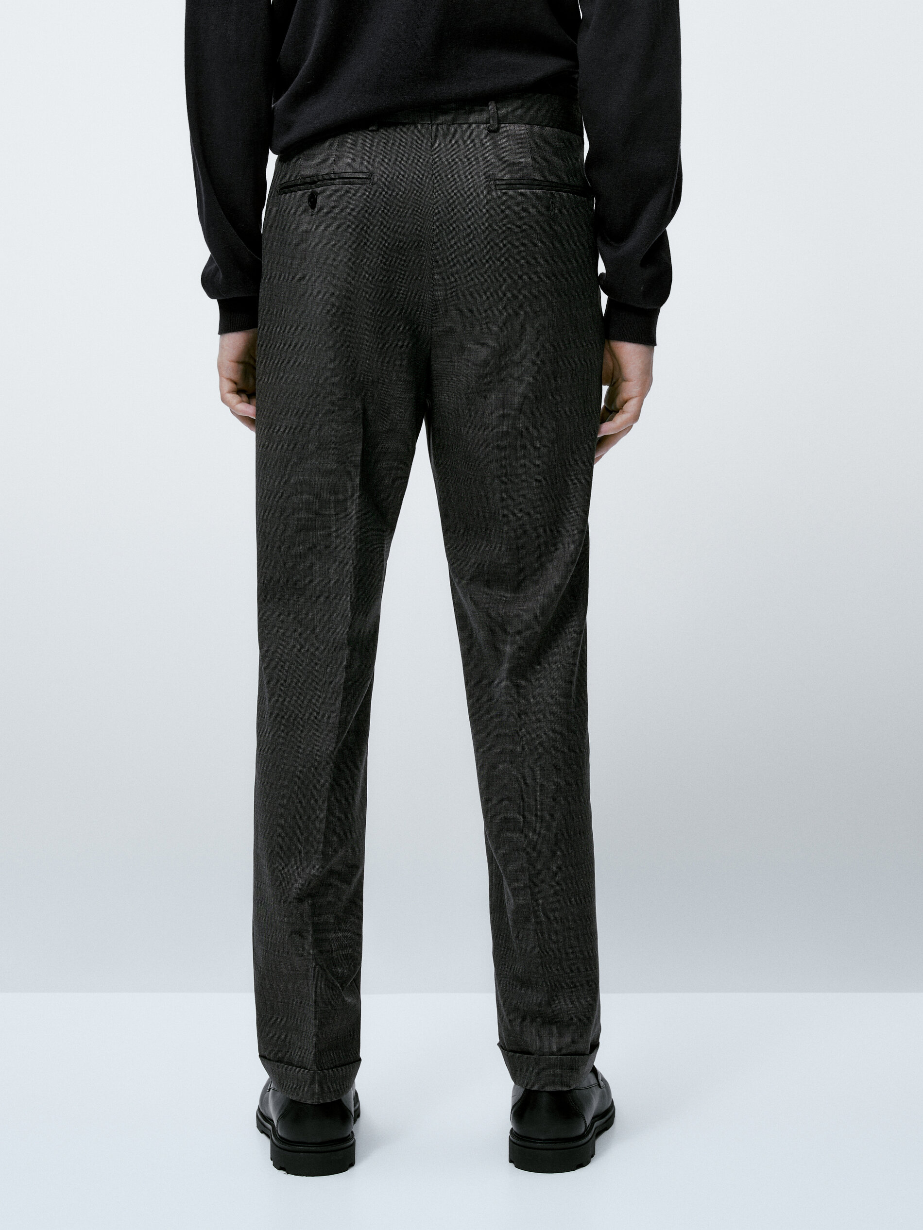 Pantalón traje fil a fil gris lana - GRIS