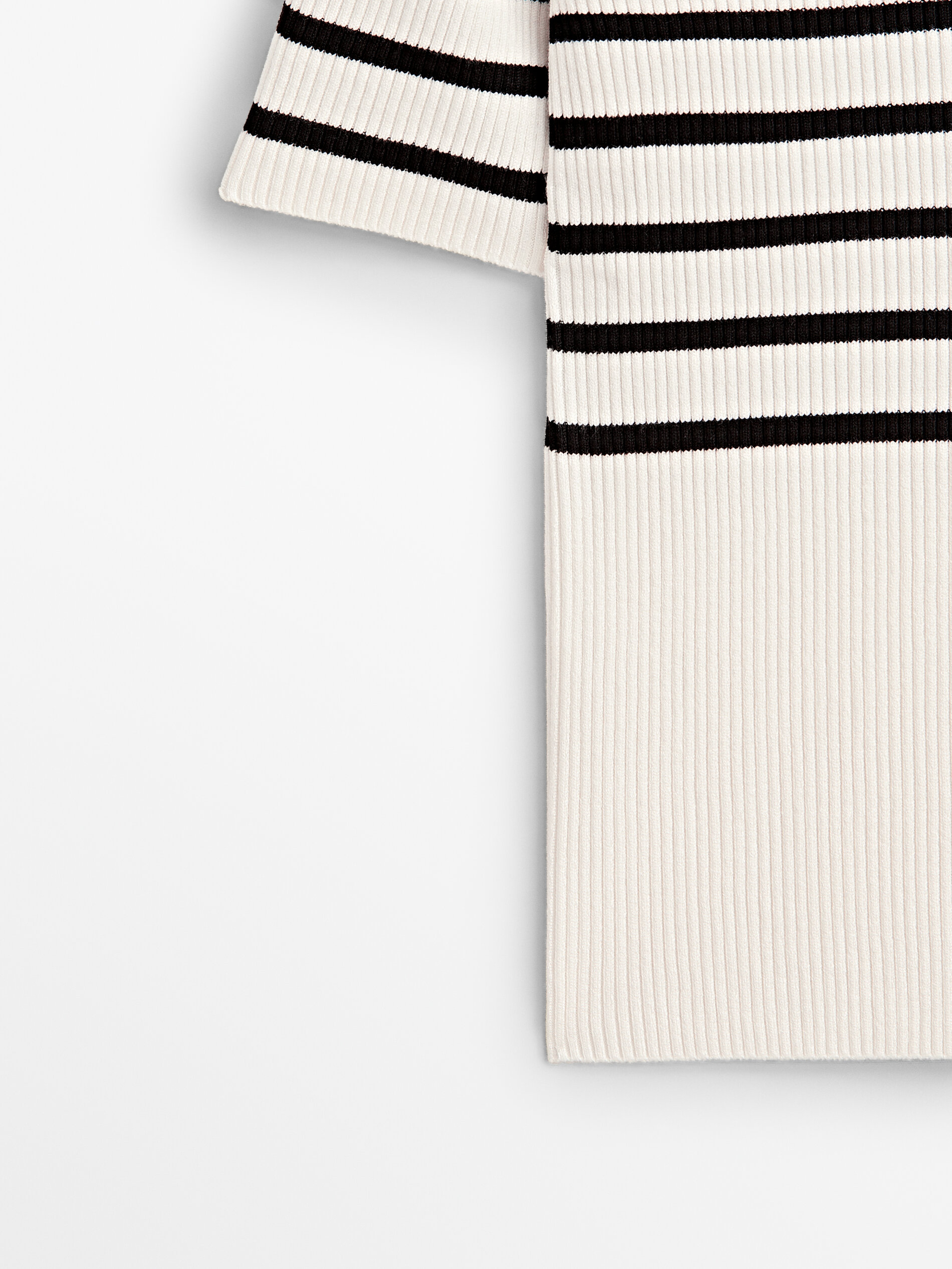 Jersey cuello polo canalé rayas - CRUDO