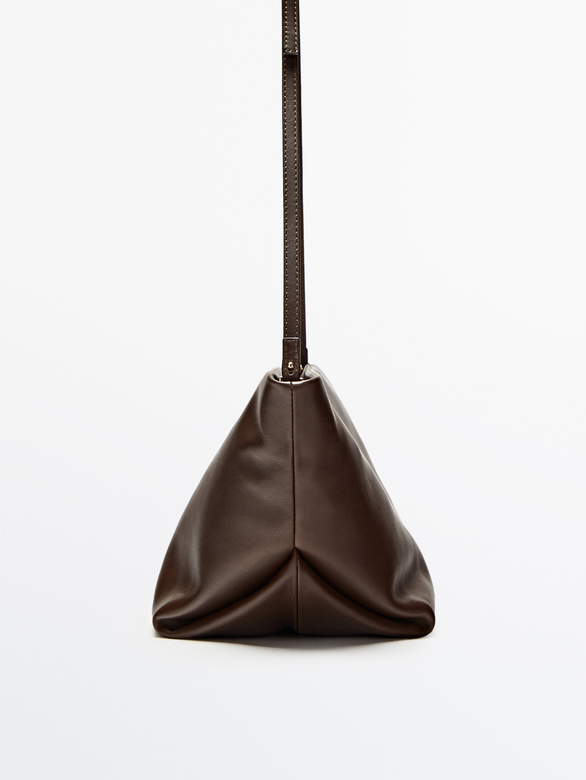 Bolso trapecio piel pouch y bandolera - KAKI