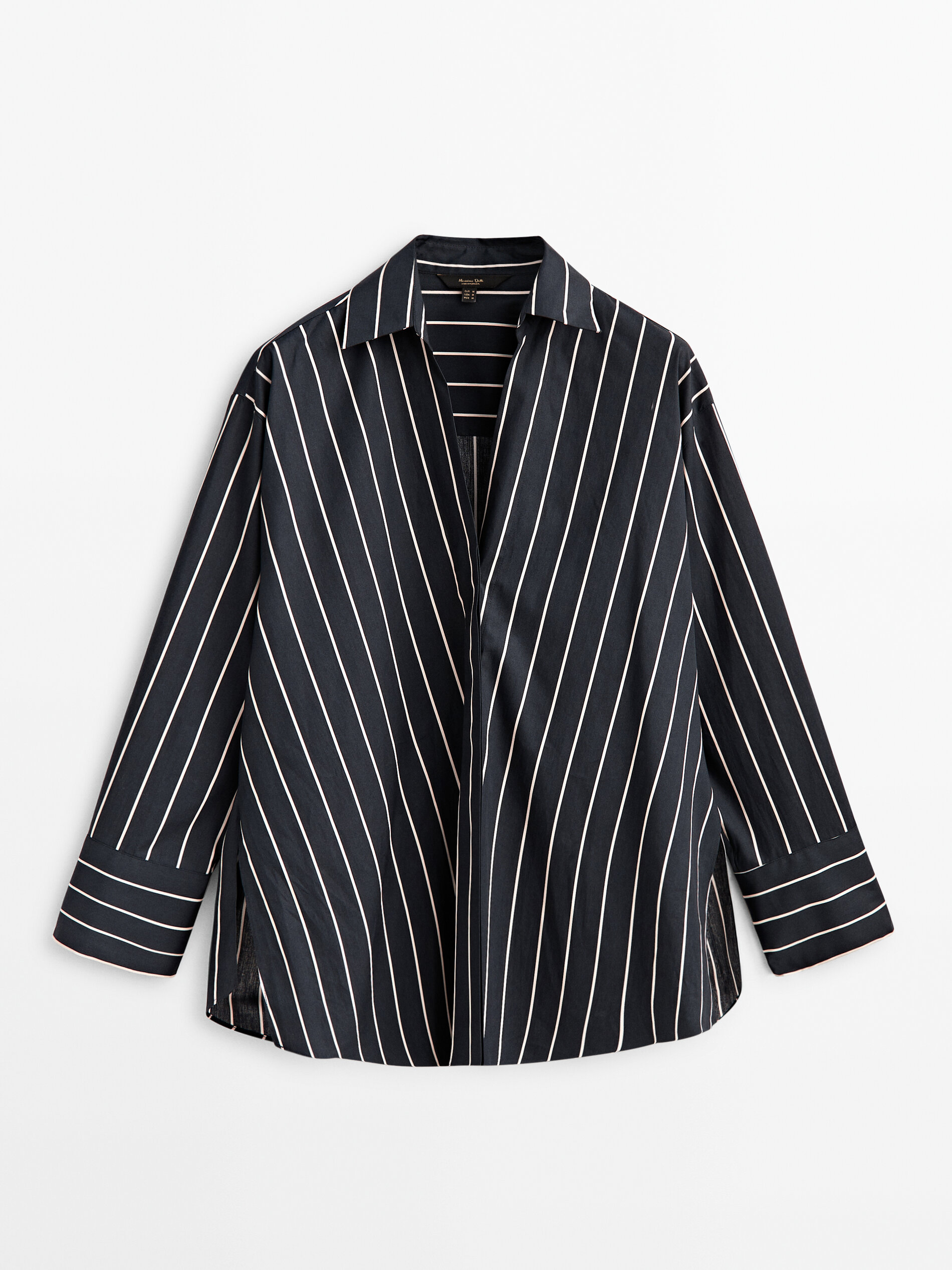 Camisa azul marino algodón rayas - AZUL MARINO