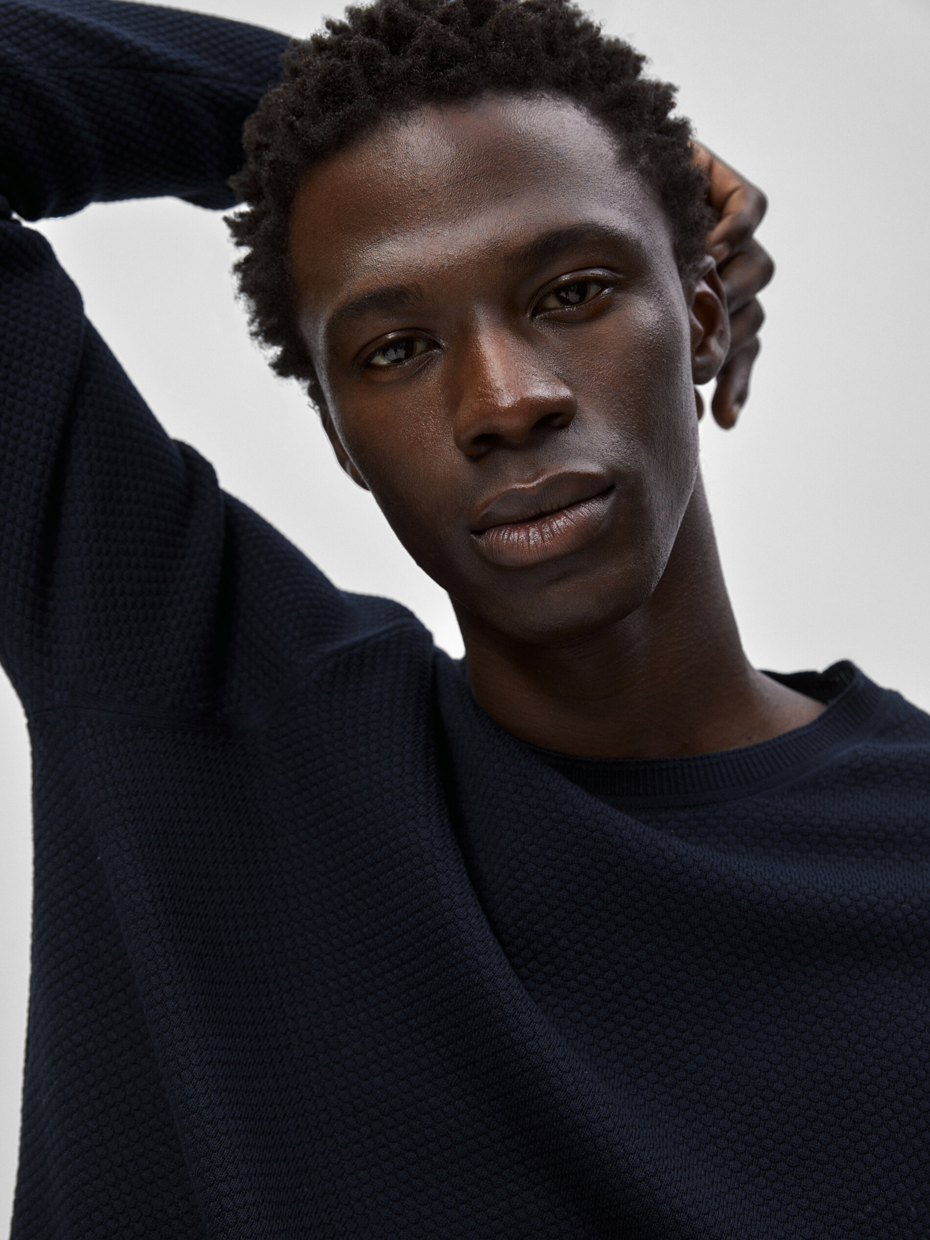 Jersey de punto estructura cuello redondo - AZUL MARINO