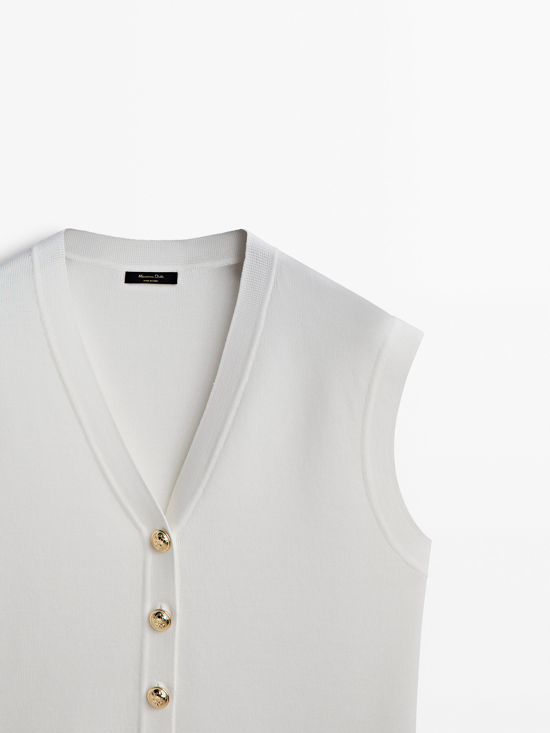 Chaleco punto botones dorados - CRUDO