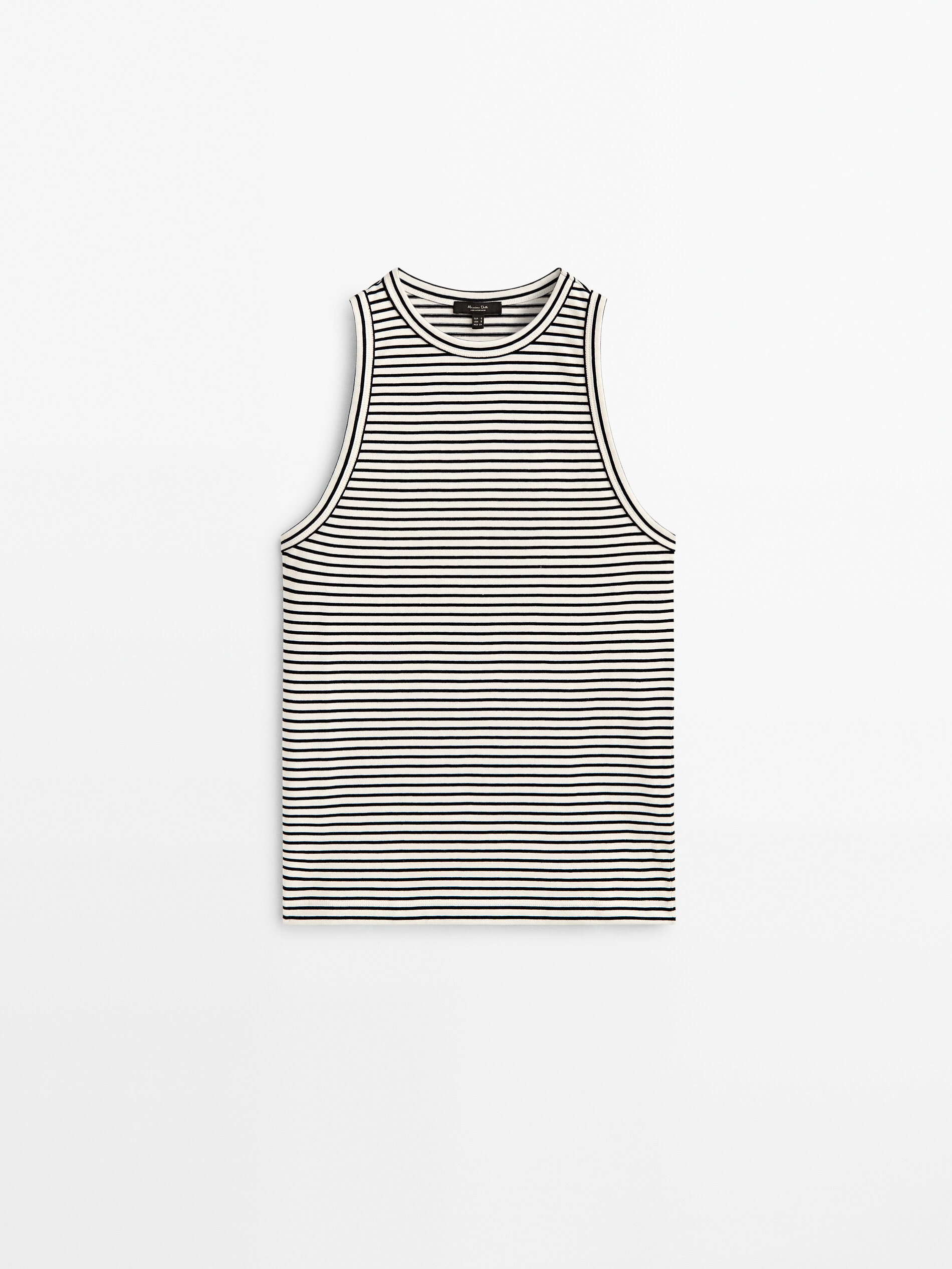 Camiseta rayas algodón sin mangas - CRUDO