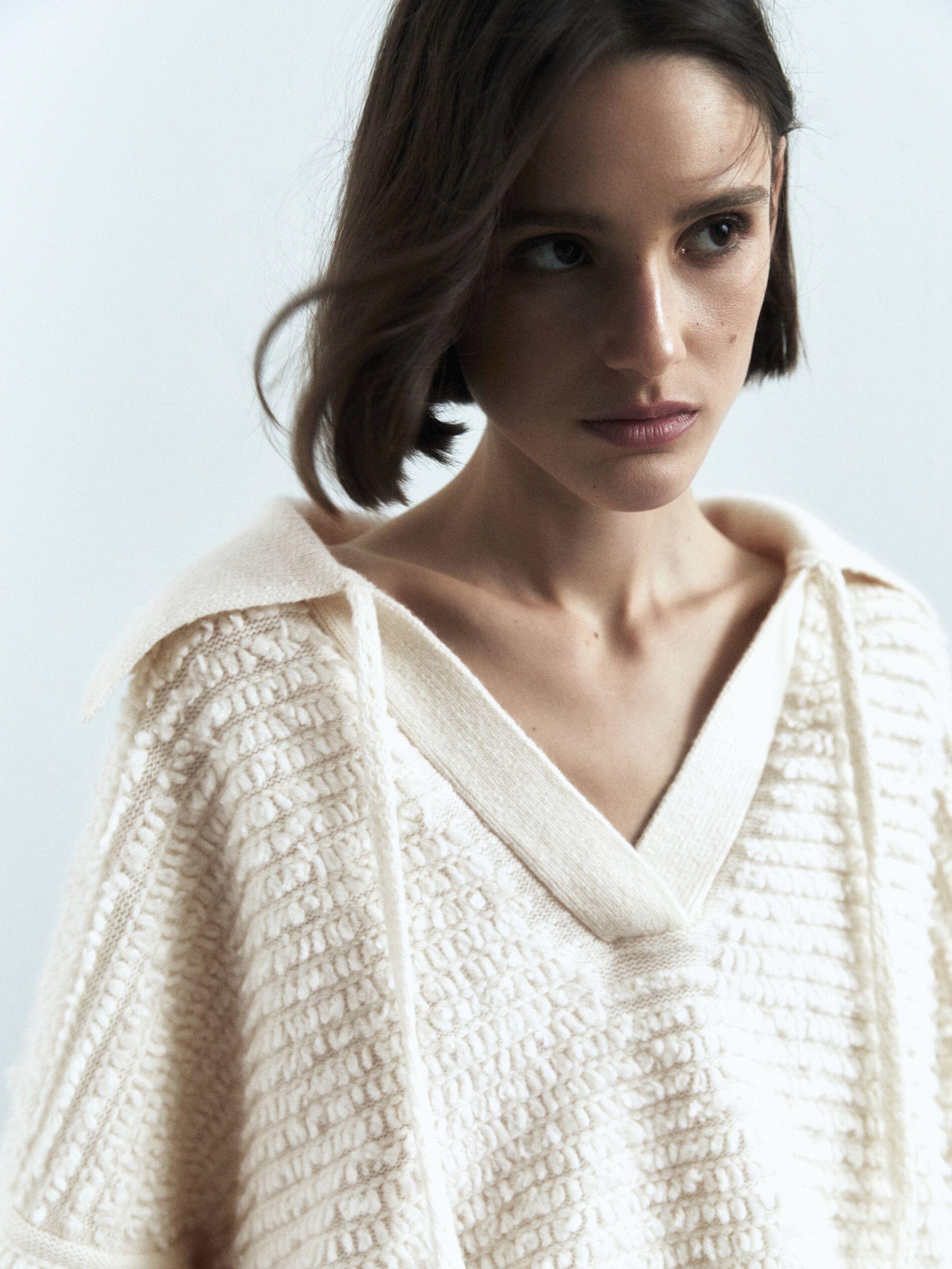 Jersey cuello polo punto boucle - BEIGE