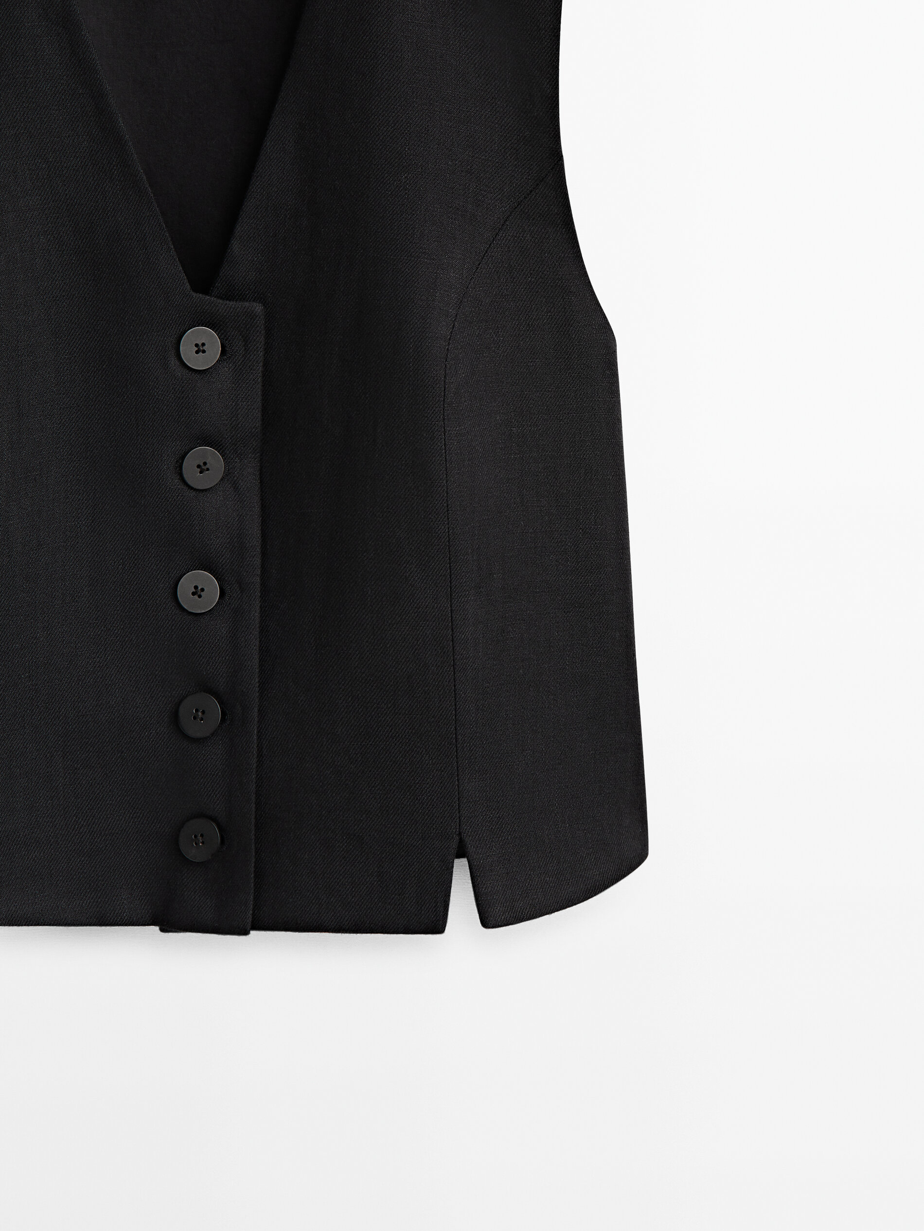 Chaleco corto traje 100% lino - NEGRO