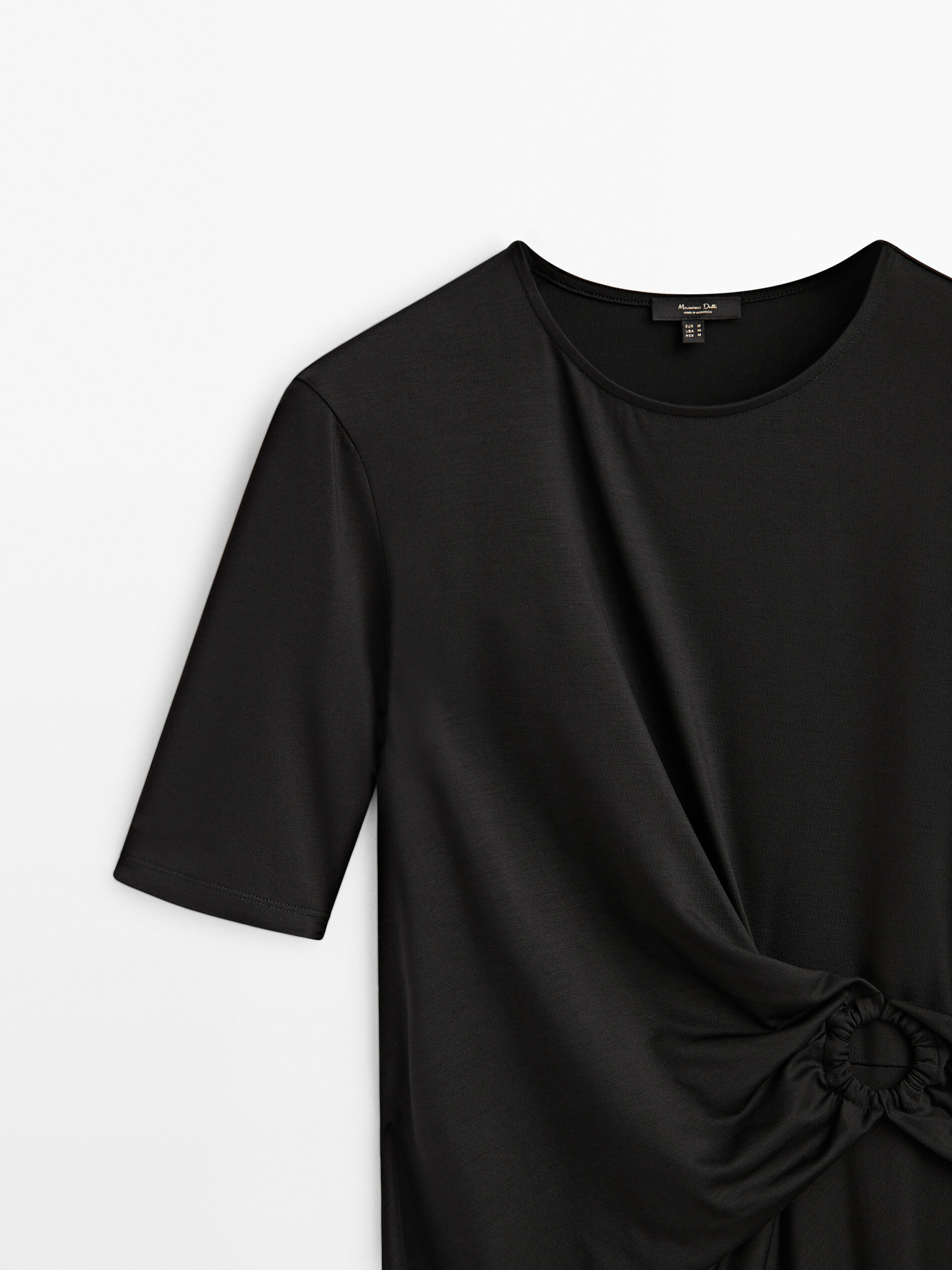 Vestido negro detalle argolla - NEGRO