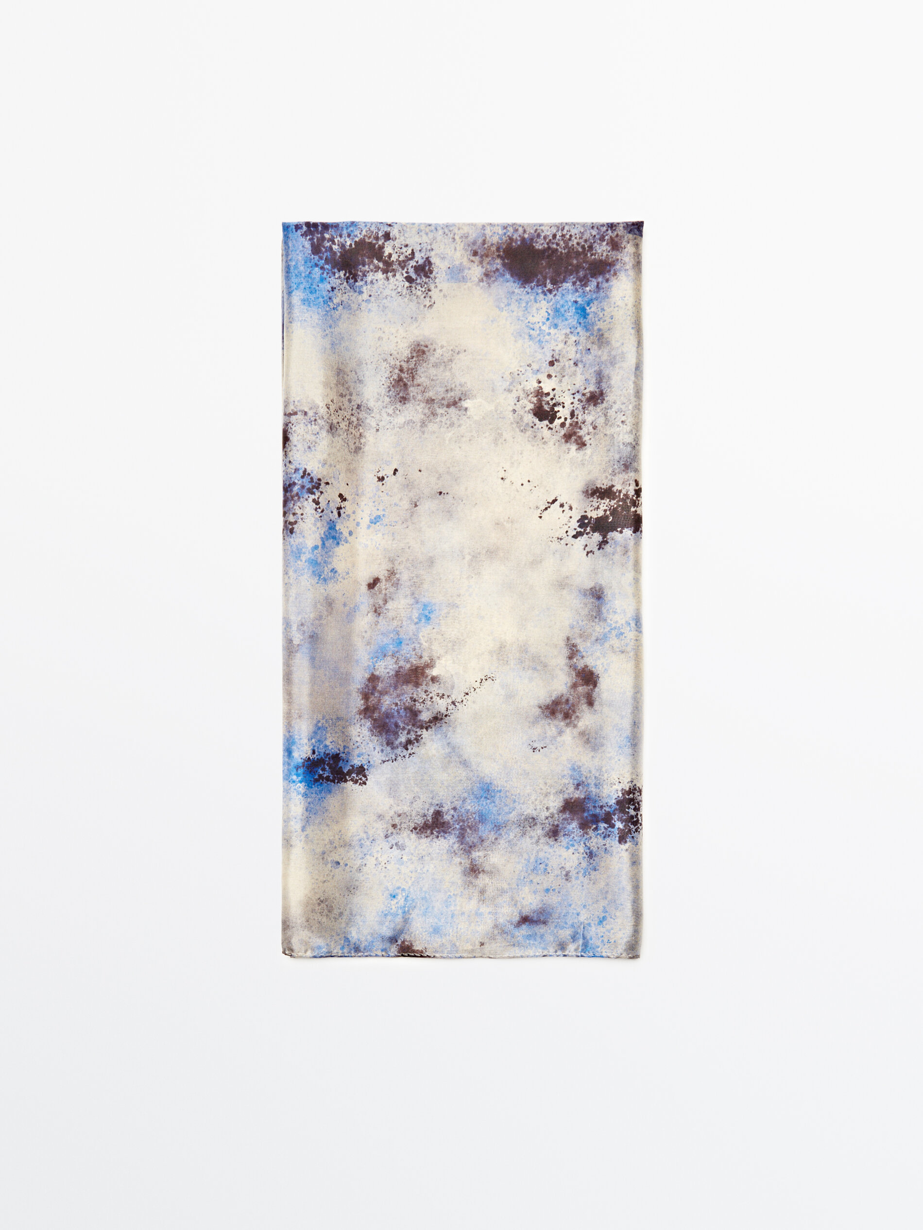 Fular seda estampado difuminado - KAKI