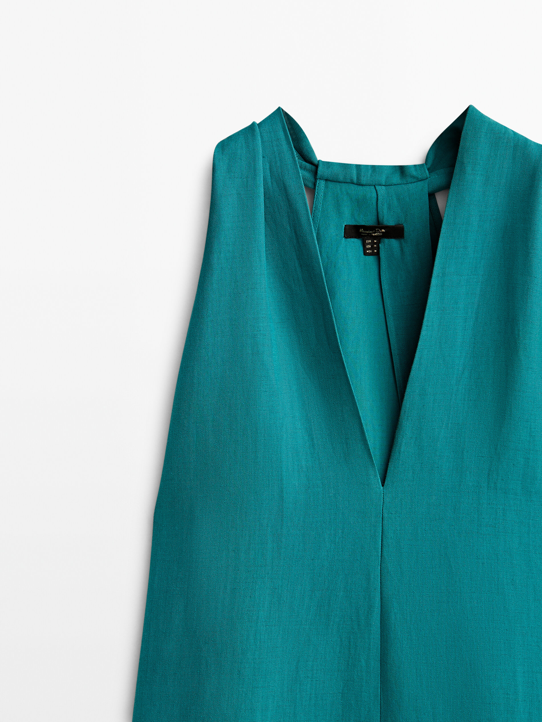 Vestido midi detalle espalda cruzada - VERD-TURQ