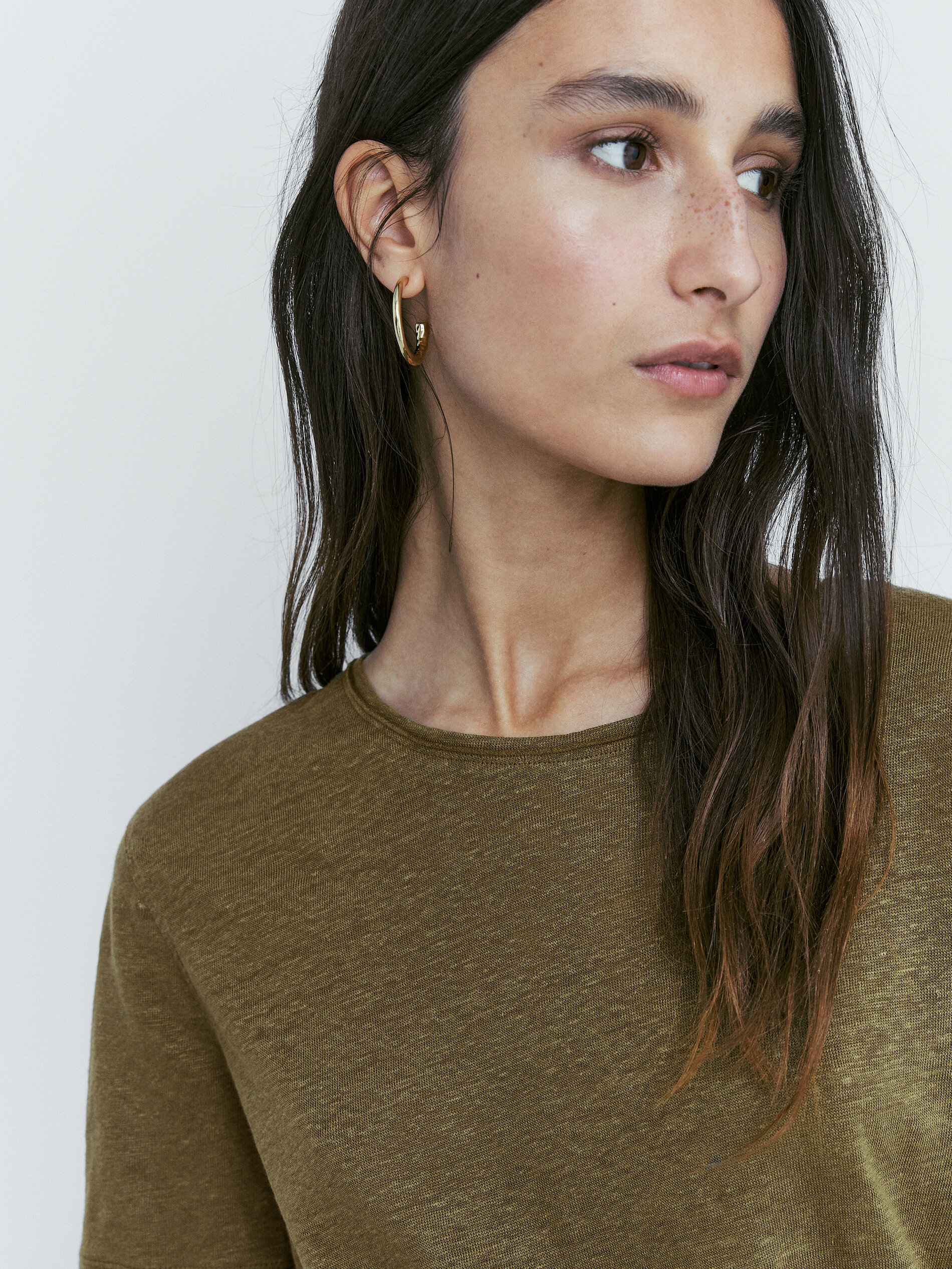 Camiseta manga corta 100% lino - KAKI