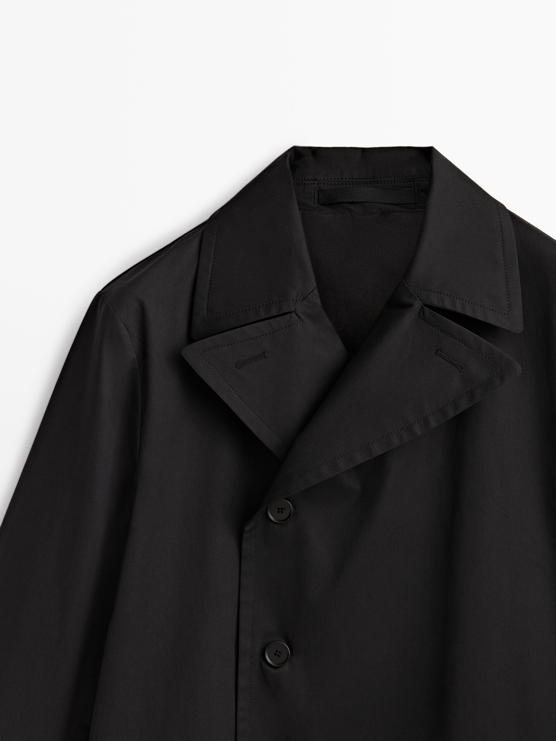 Chaqueta trench negra algodón -Studio - NEGRO