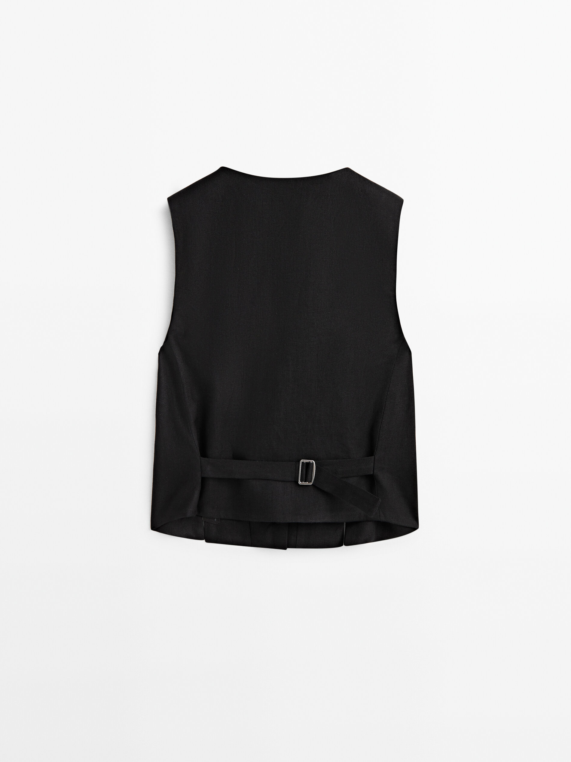 Chaleco corto traje 100% lino - NEGRO