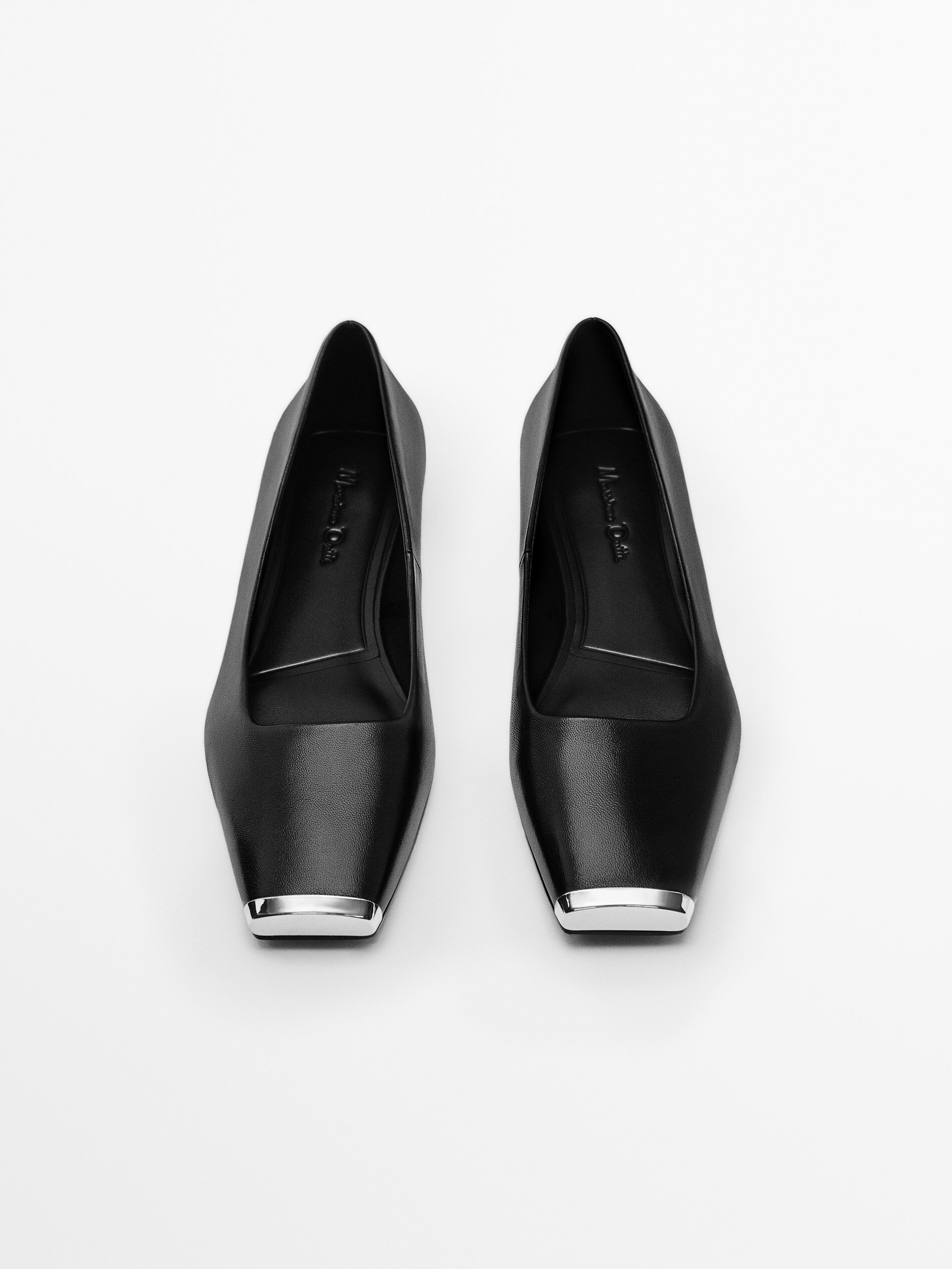 Bailarina piel punta metálica - NEGRO