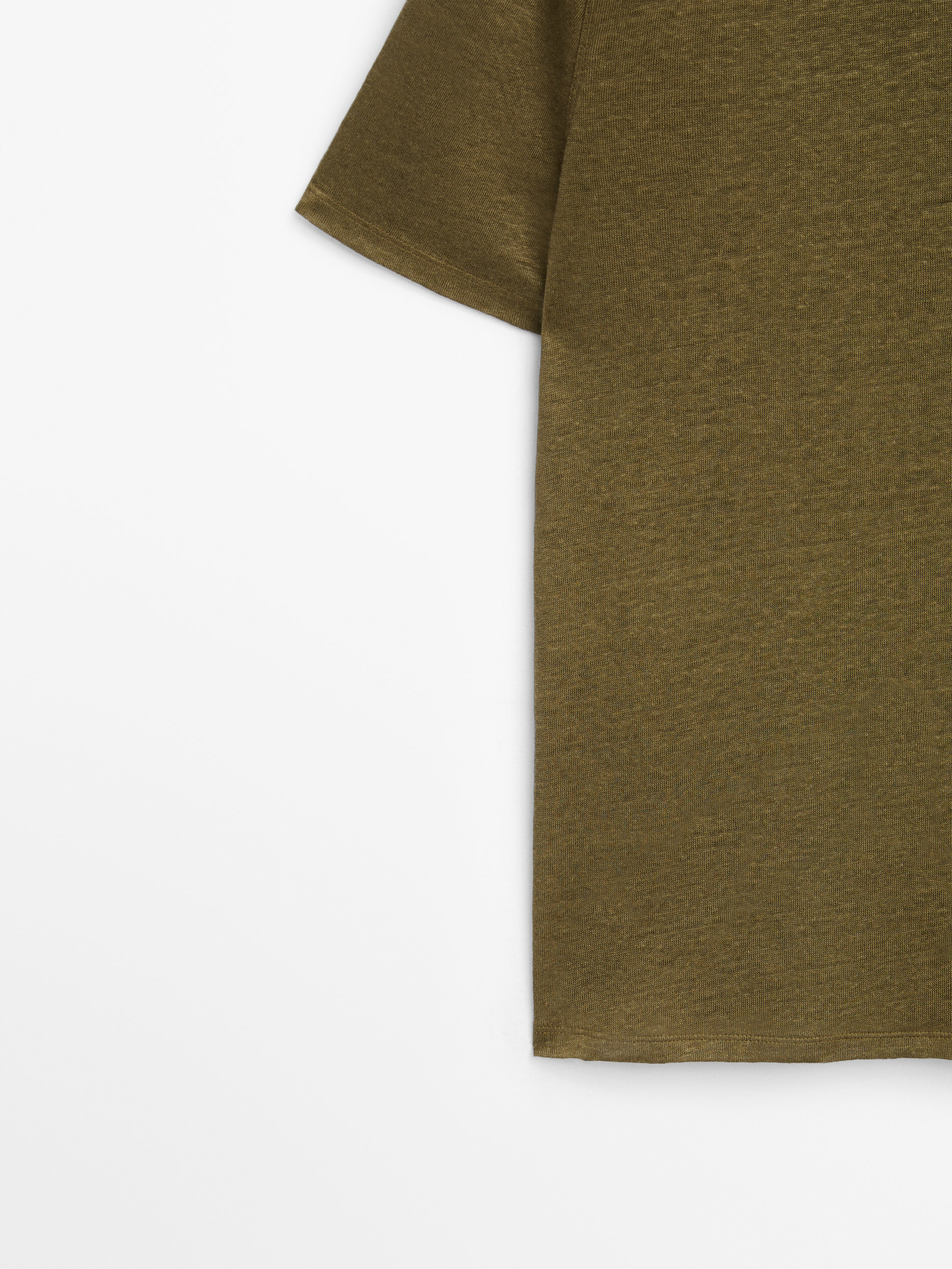 Camiseta manga corta 100% lino - KAKI