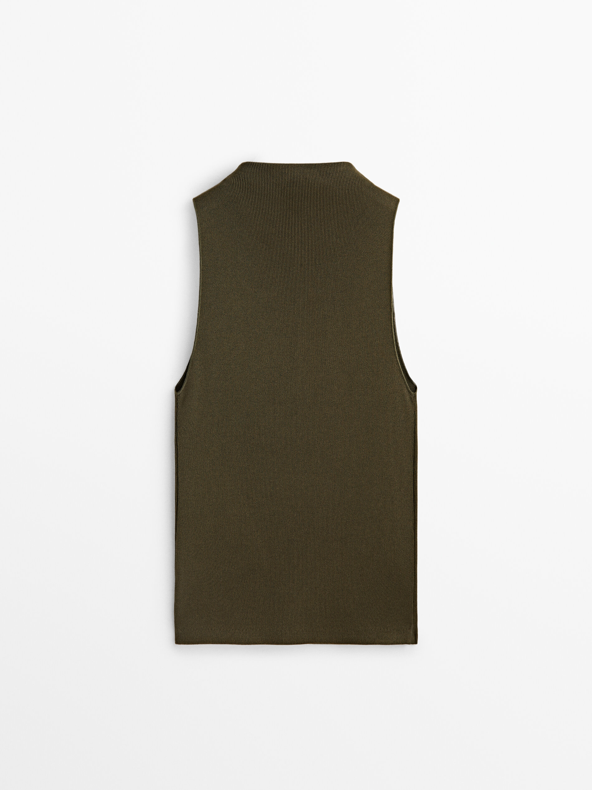 Top canalé perkins sin mangas - KAKI OSCURO