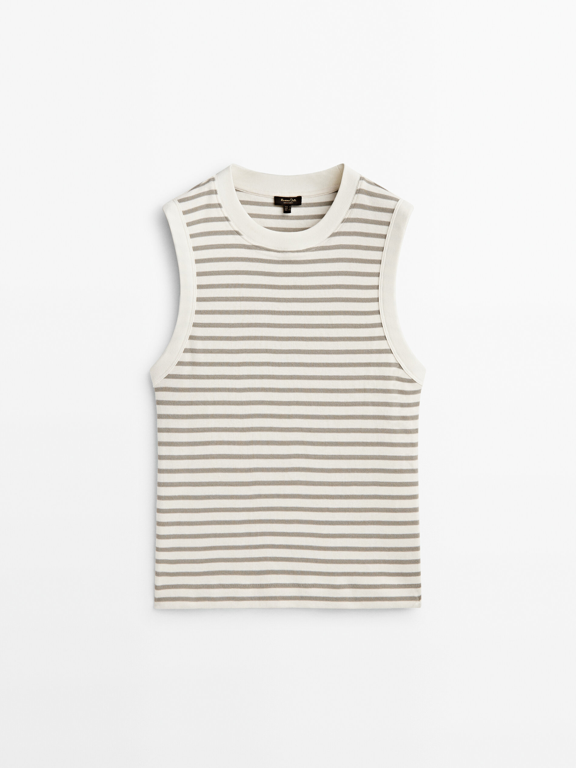 Camiseta rayas contraste sin mangas - GRIS