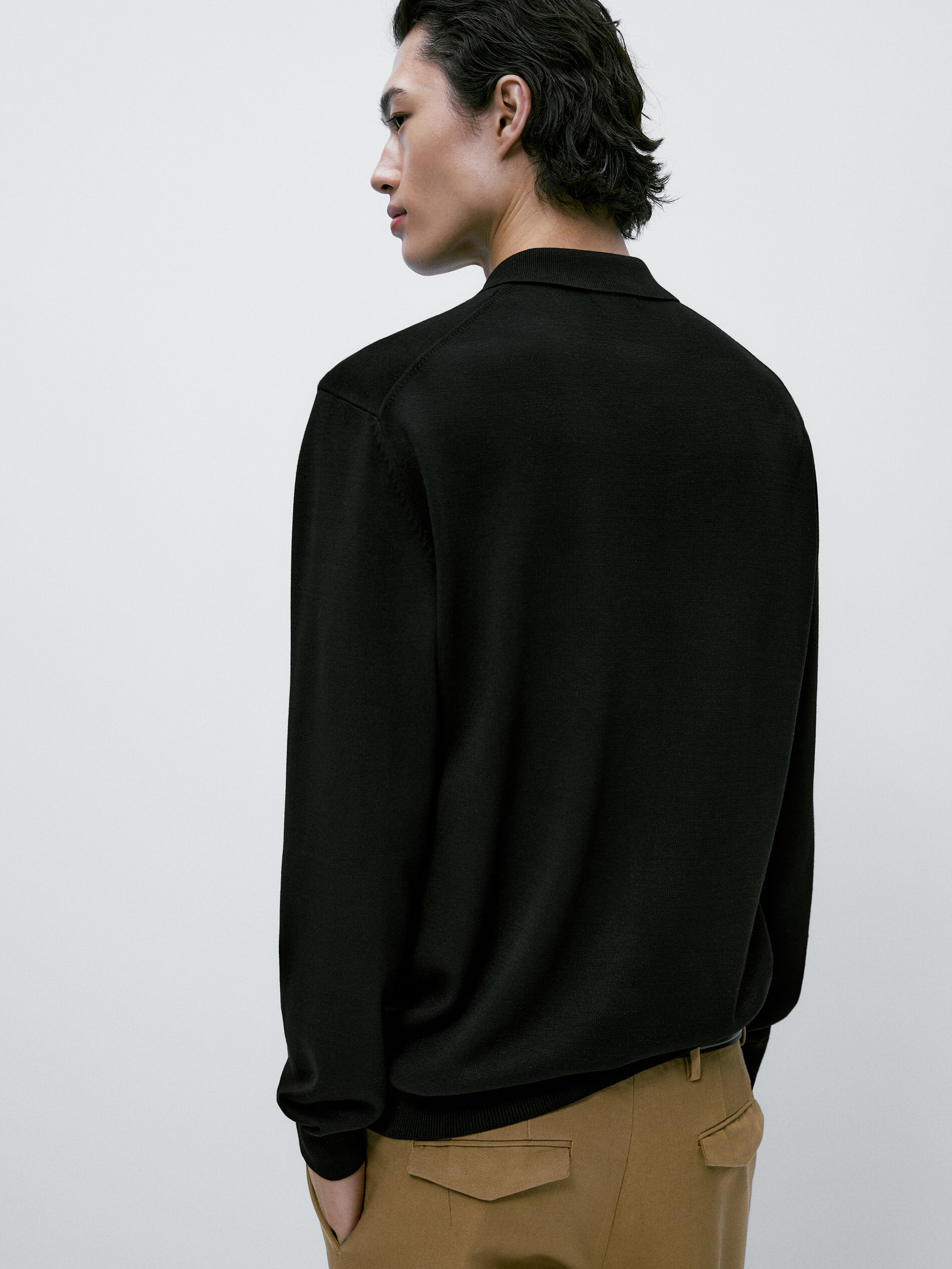 Jersey punto cuello polo confort - NEGRO