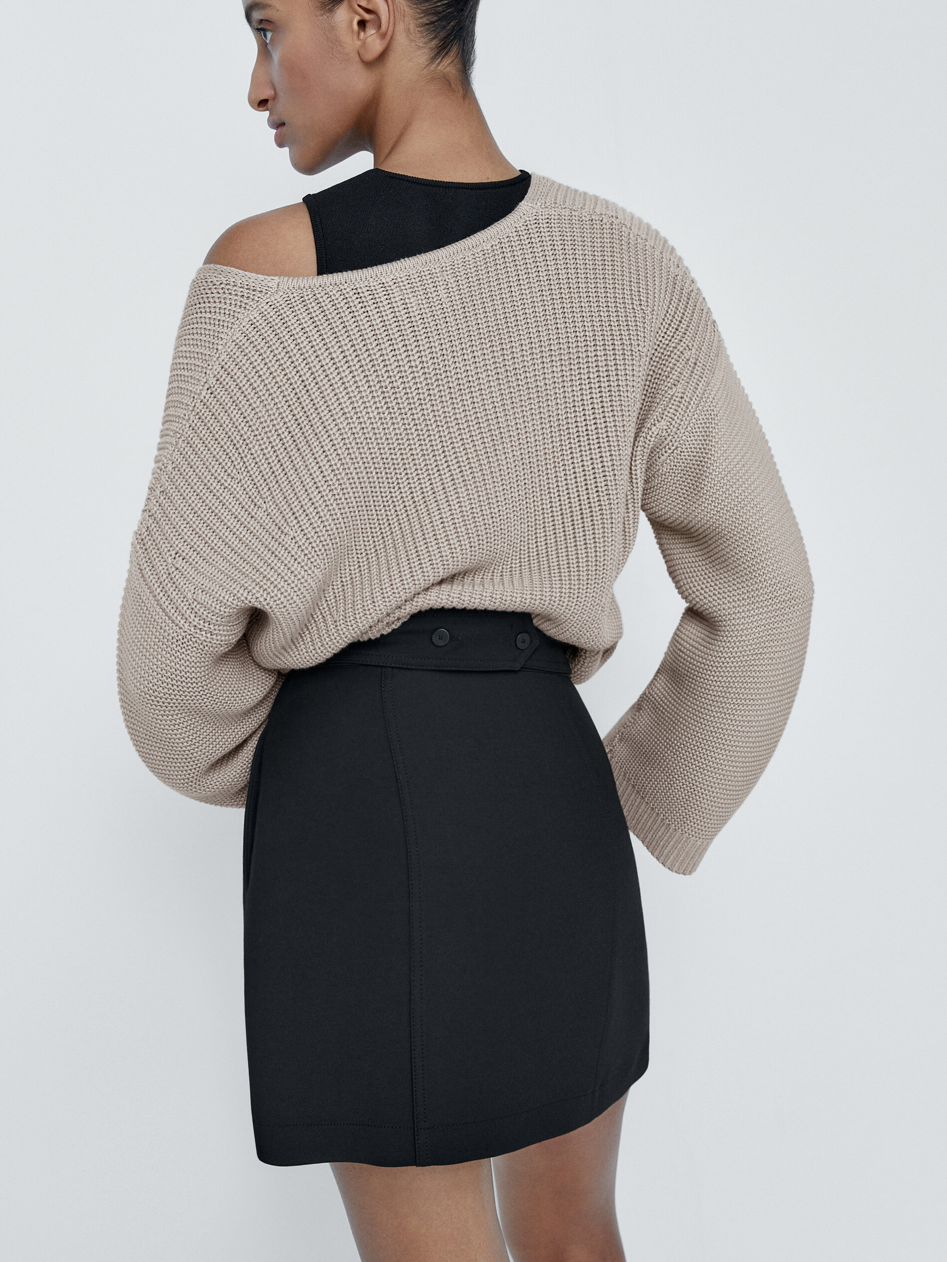 Mini falda pinzas - NEGRO