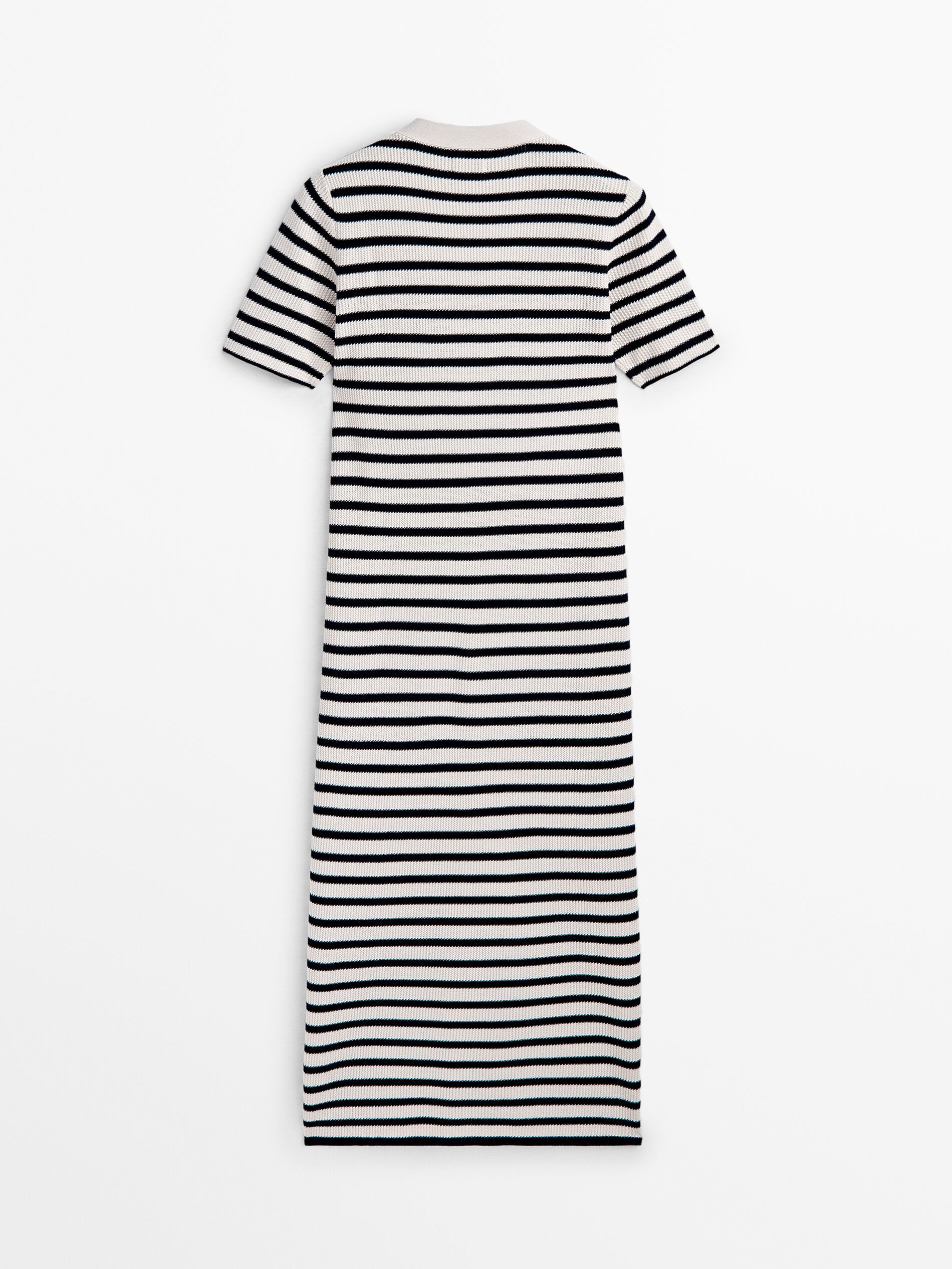 Vestido midi rayas algodón estructura - AZUL MARINO