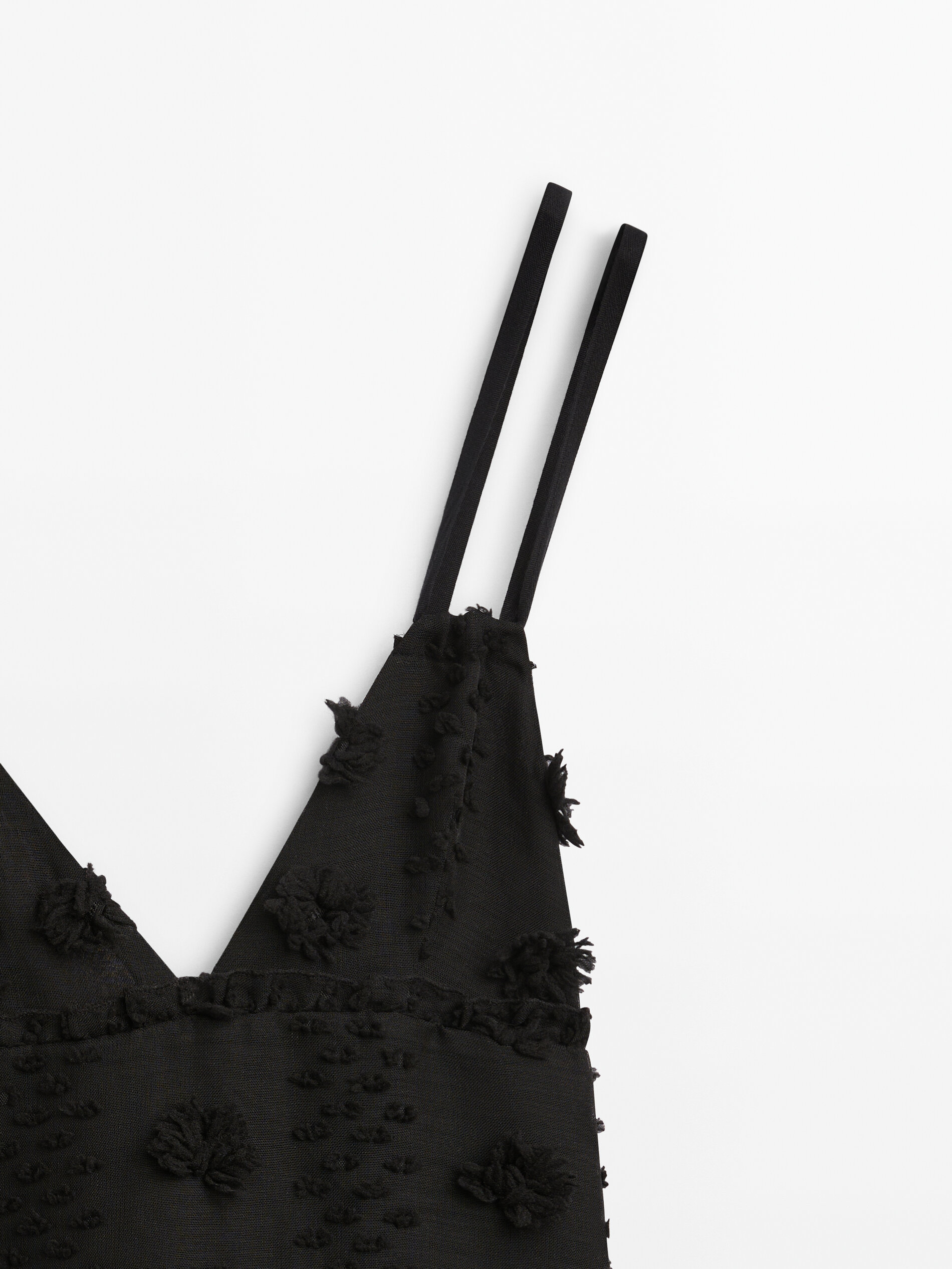 Vestido largo relieve doble tirante -Studio - NEGRO