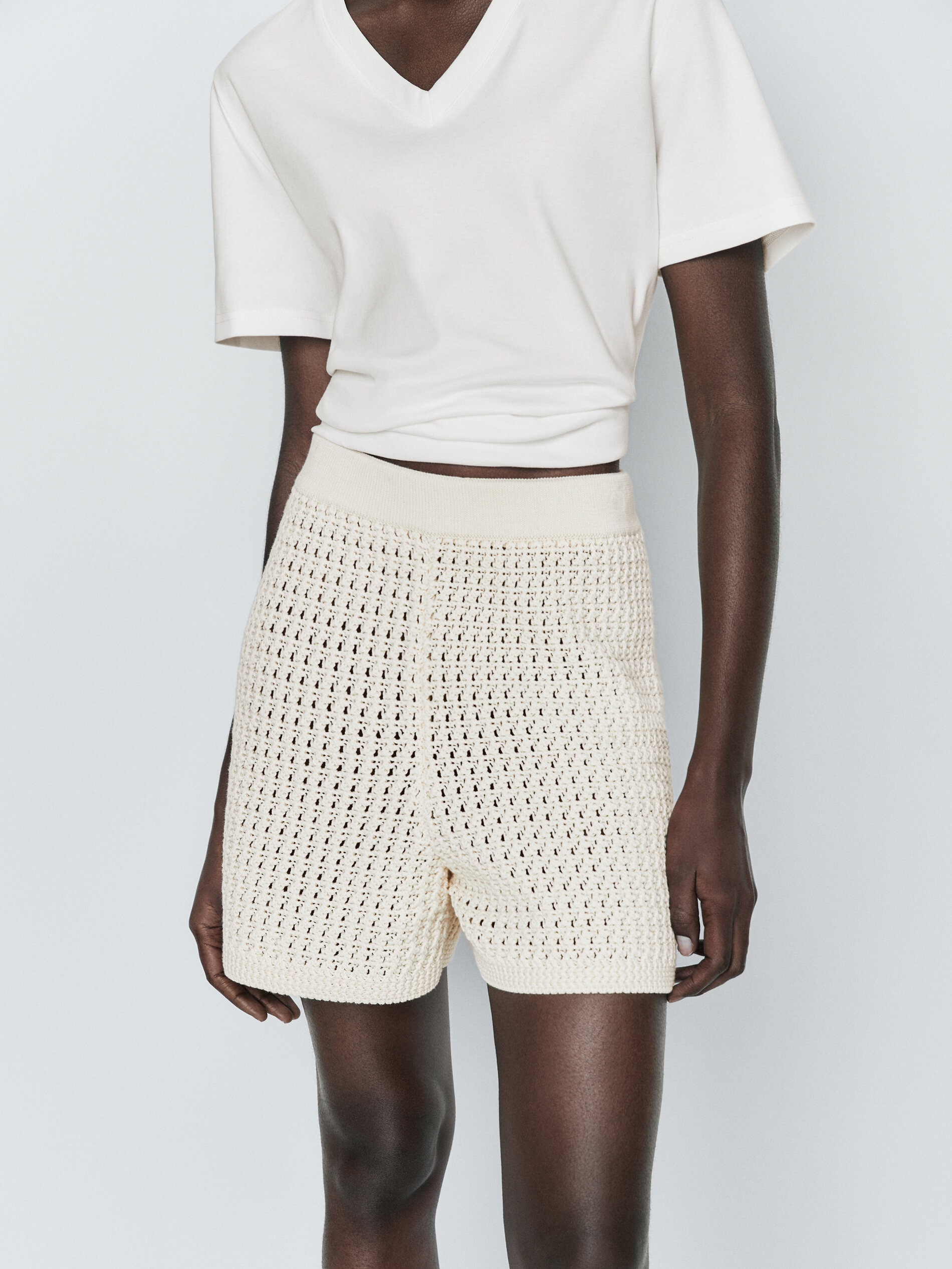Shorts punto crochet - CRUDO