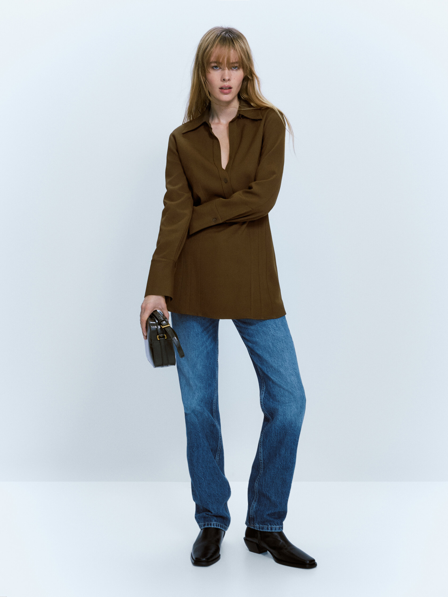 Camisa entallada costuras - KAKI