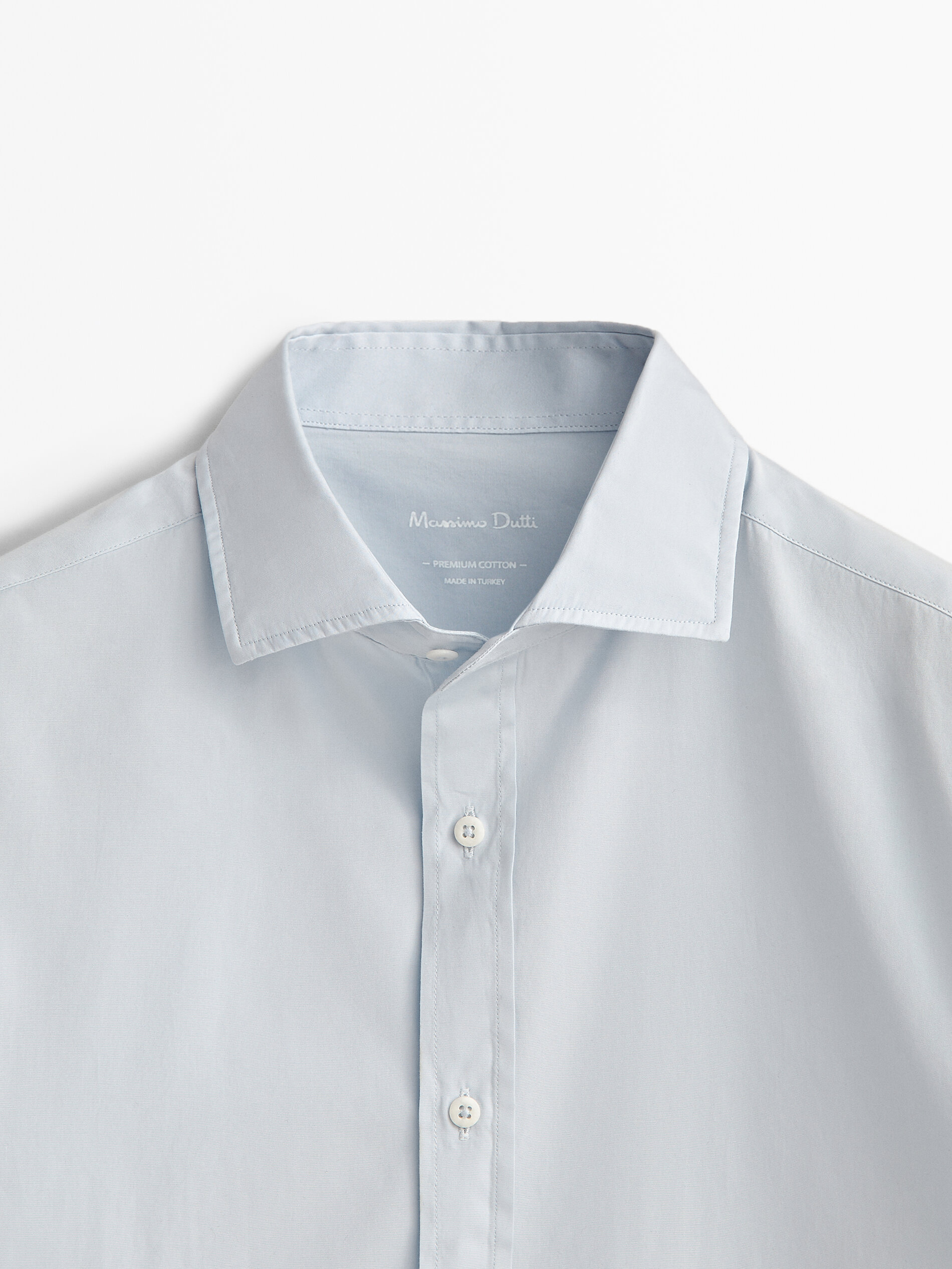 Camisa popelín algodón slim fit - Azul Claro