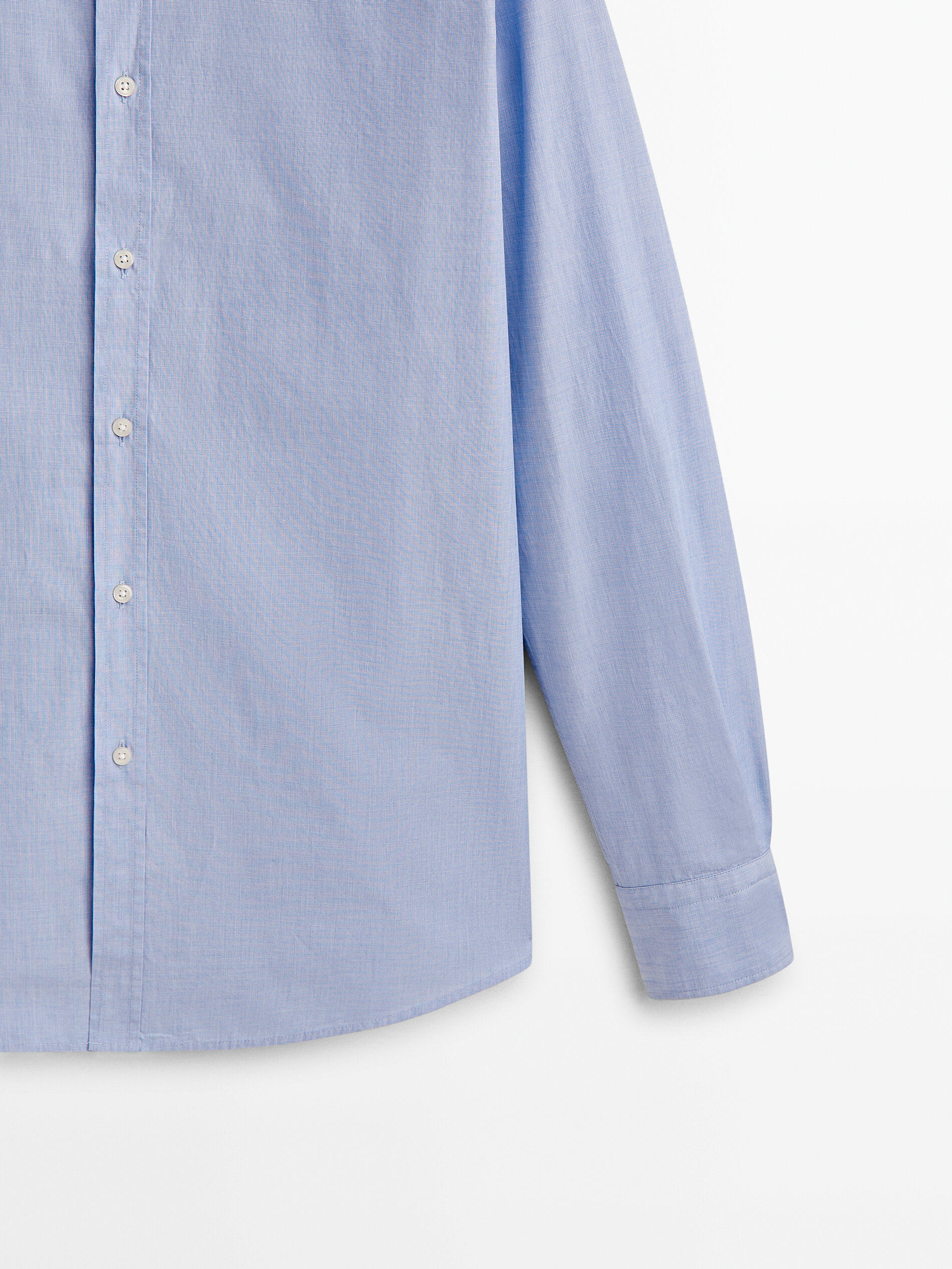 Camisa algodón fil a fil slim fit - CELESTE