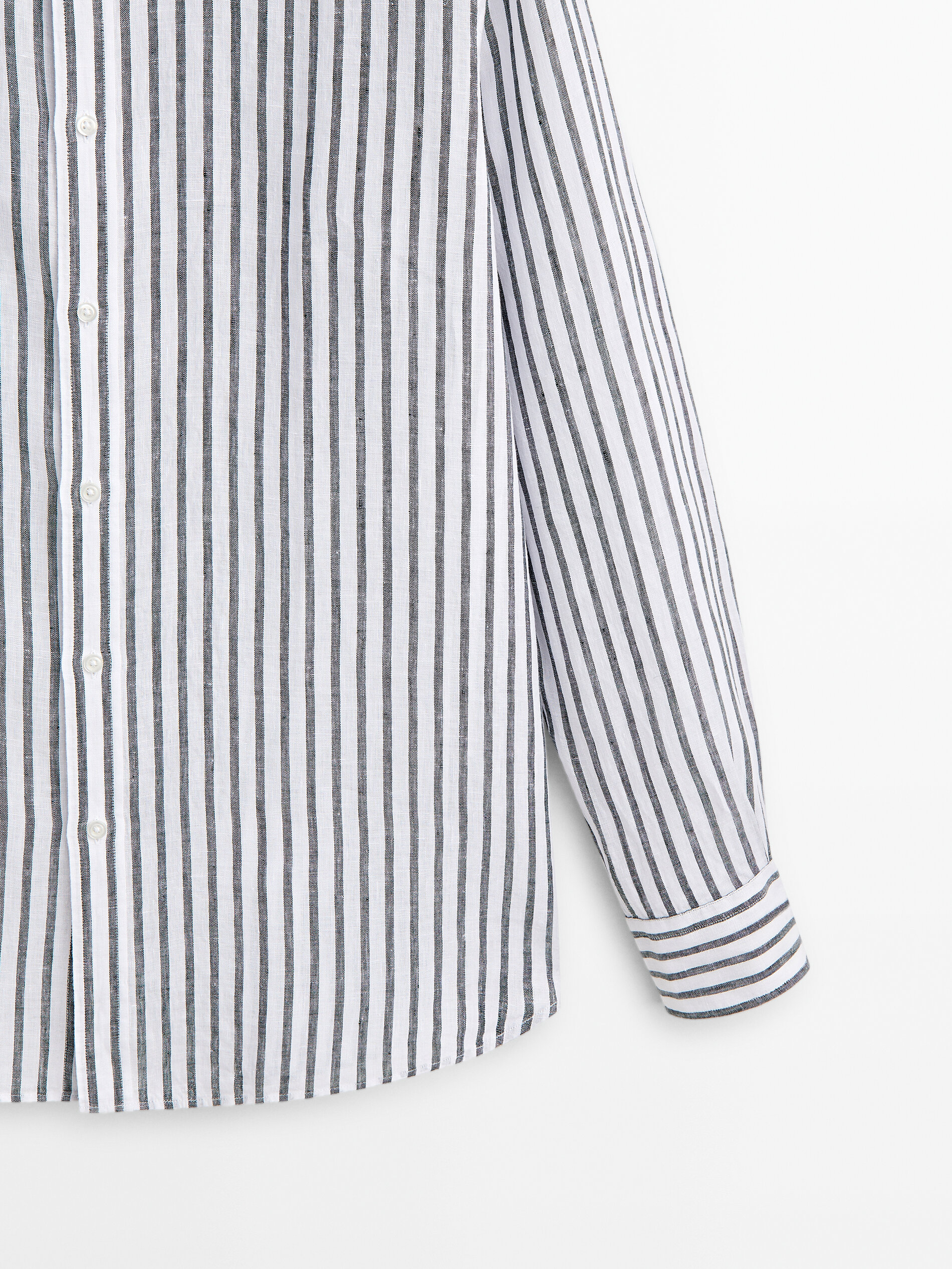 Camisa rayas 100% lino slim fit - VERDE