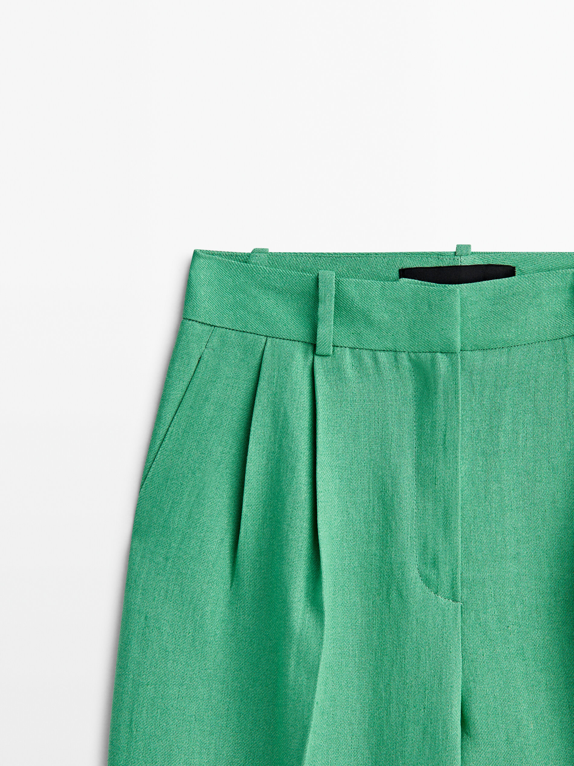 Pantalón traje mezcla lino -Studio - VERDE