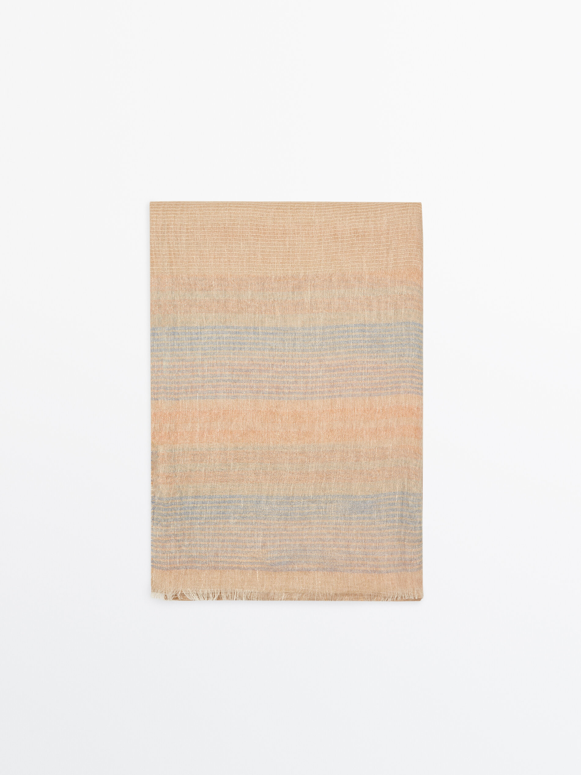 Fular rayas mezcla lino algodón - Beige