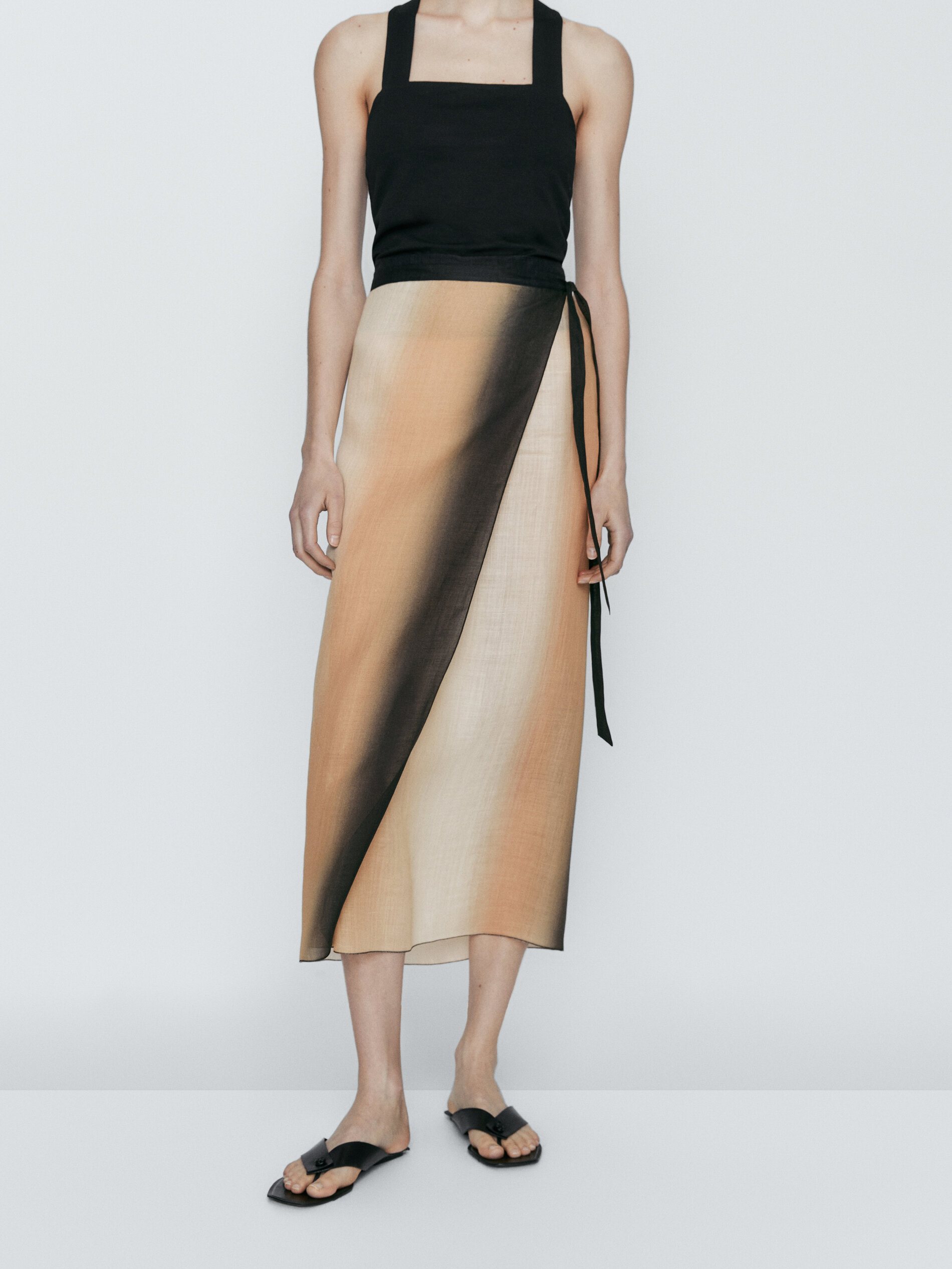 Pareo cruzado ramio degradado - CRUDO