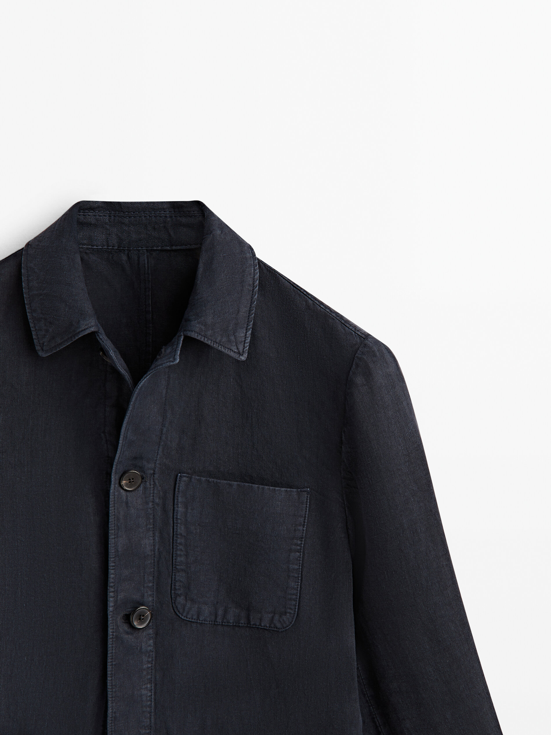 Sobrecamisa lino tintada conjunto - AZUL MARINO