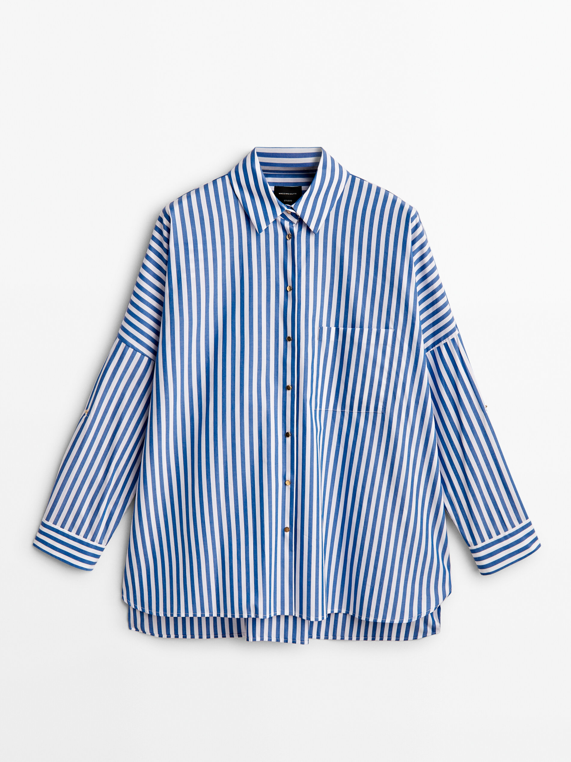 Camisa rayas popelín snaps -Studio - AZUL