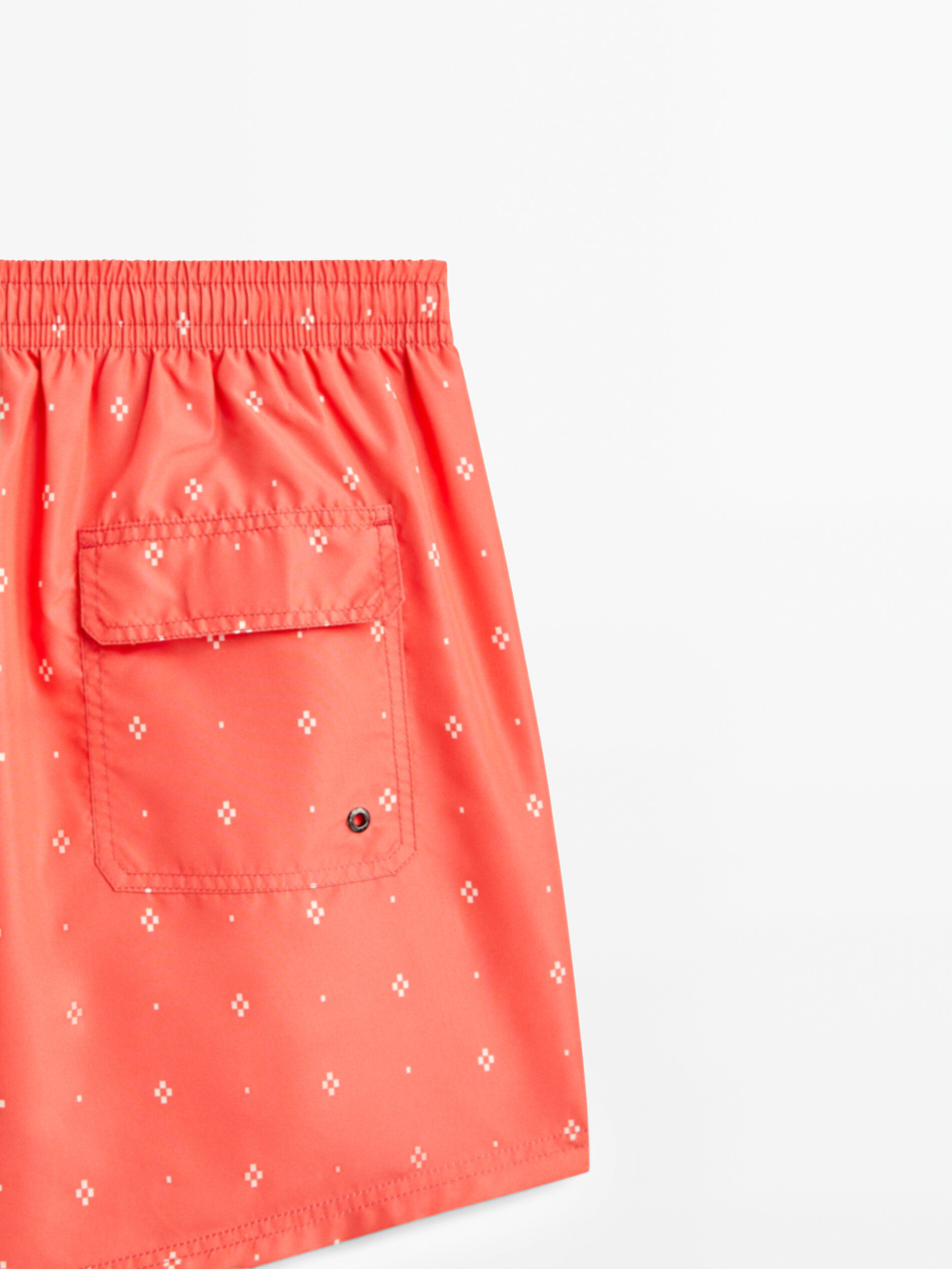 Bañador estampado rombo - CORAL