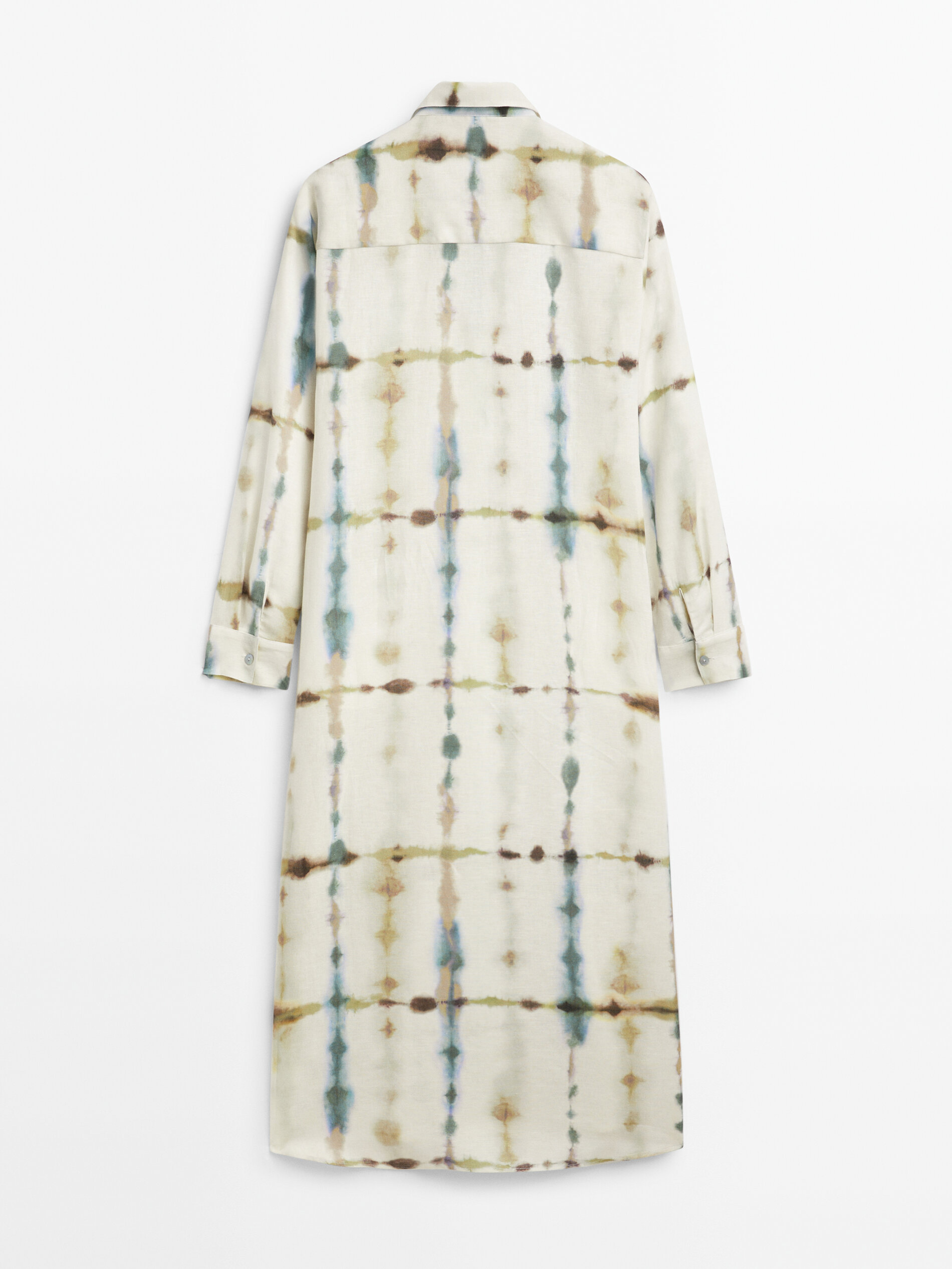 Vestido tie dye con lino y algodón - AZUL