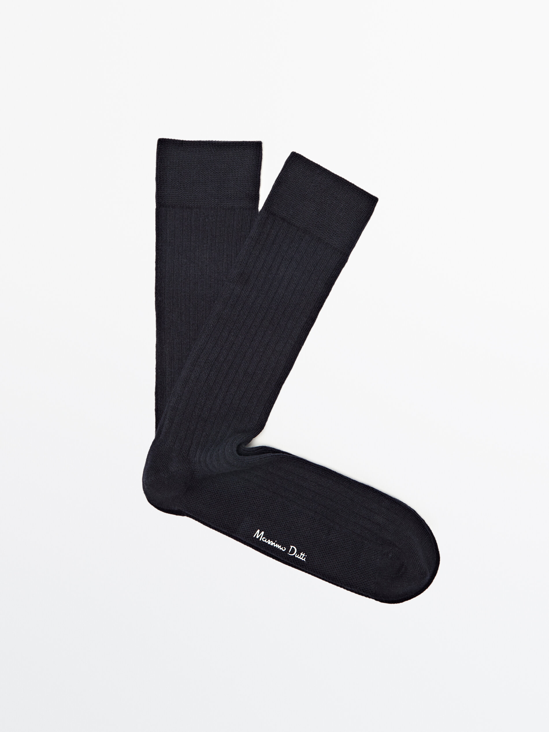 Calcetines largos canalé con algodón - AZUL MARINO