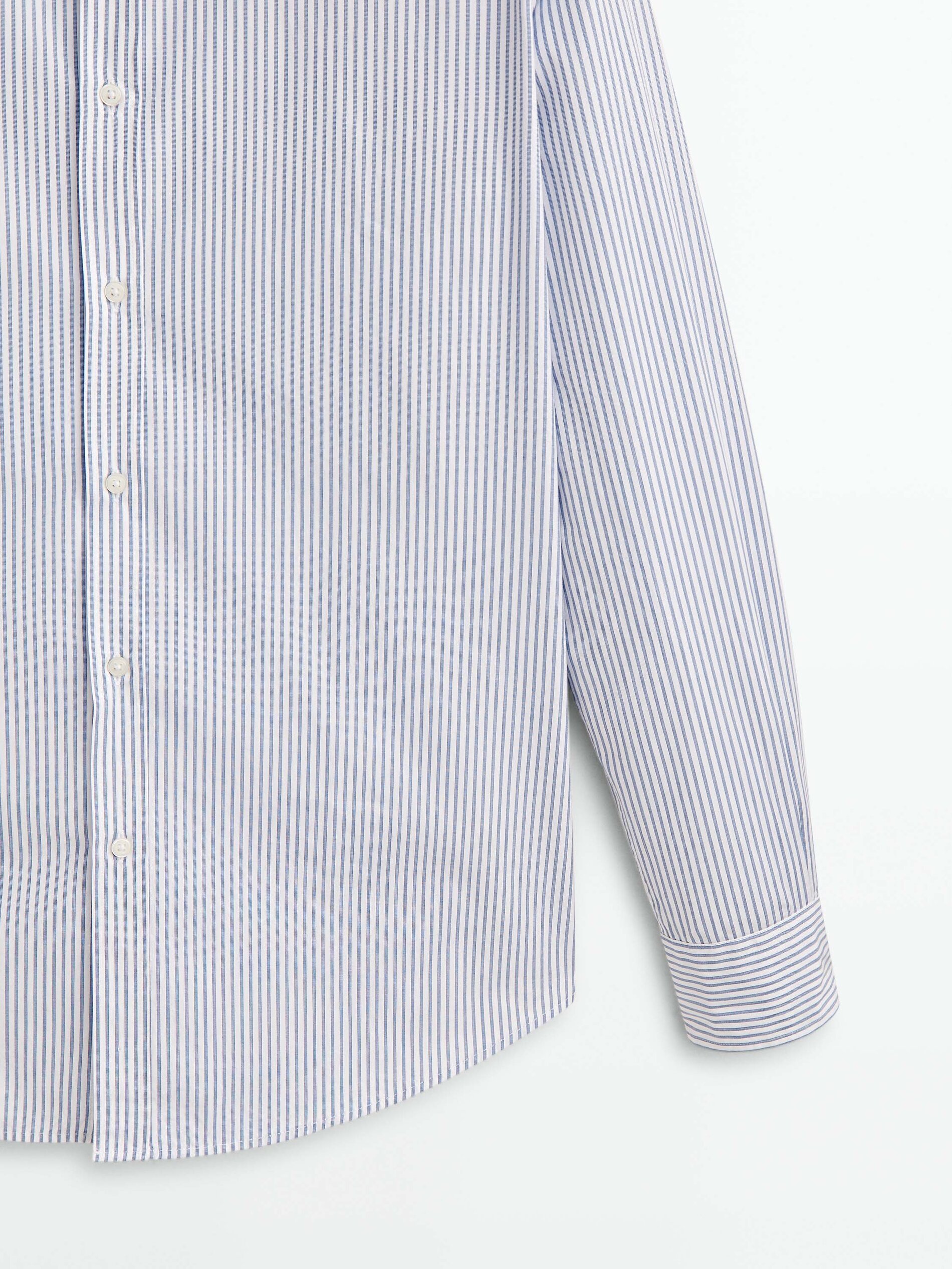 Camisa popelín algodón micro rayas slim fit - AZUL MARINO