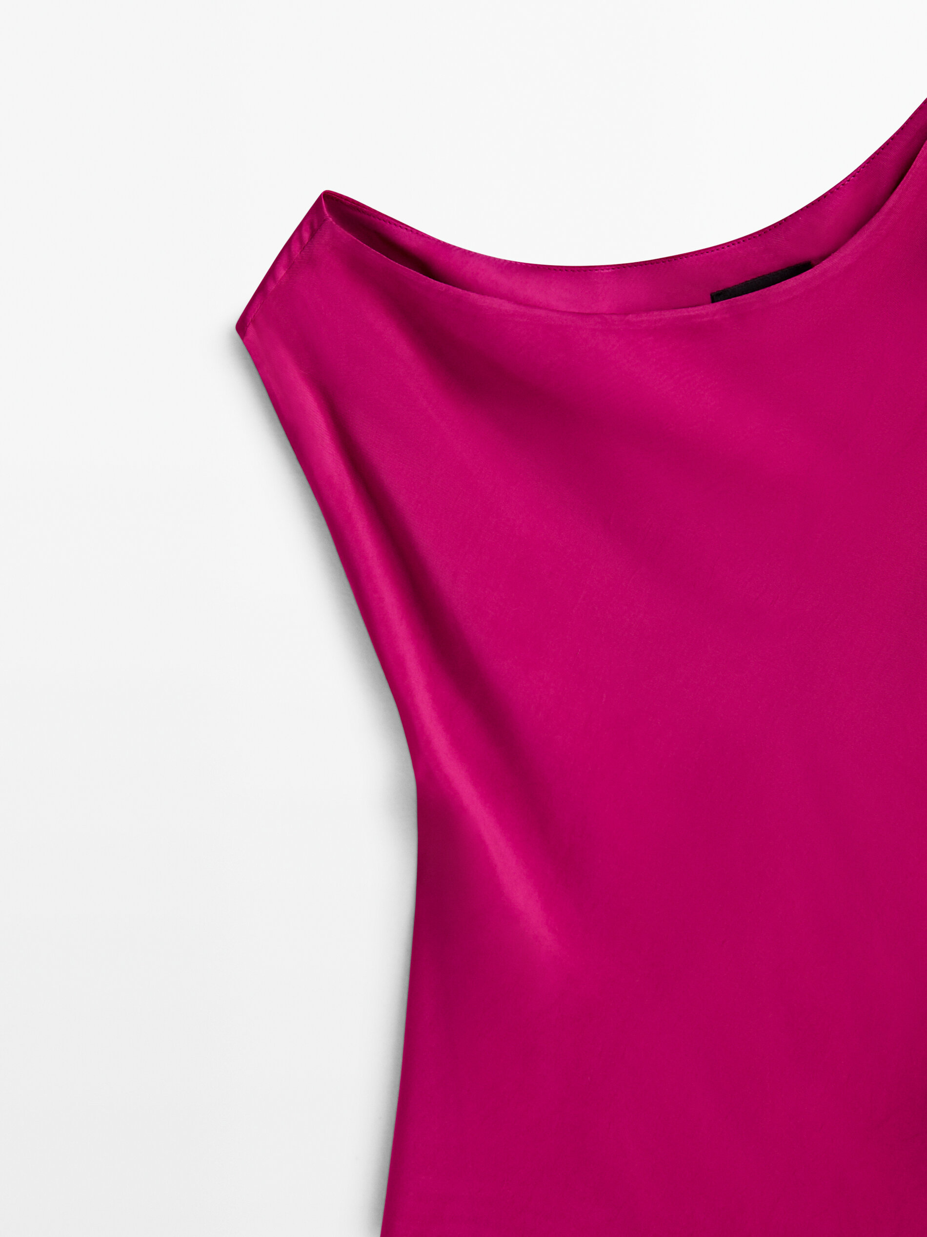 Vestido corto asimétrico -Studio - FUCSIA