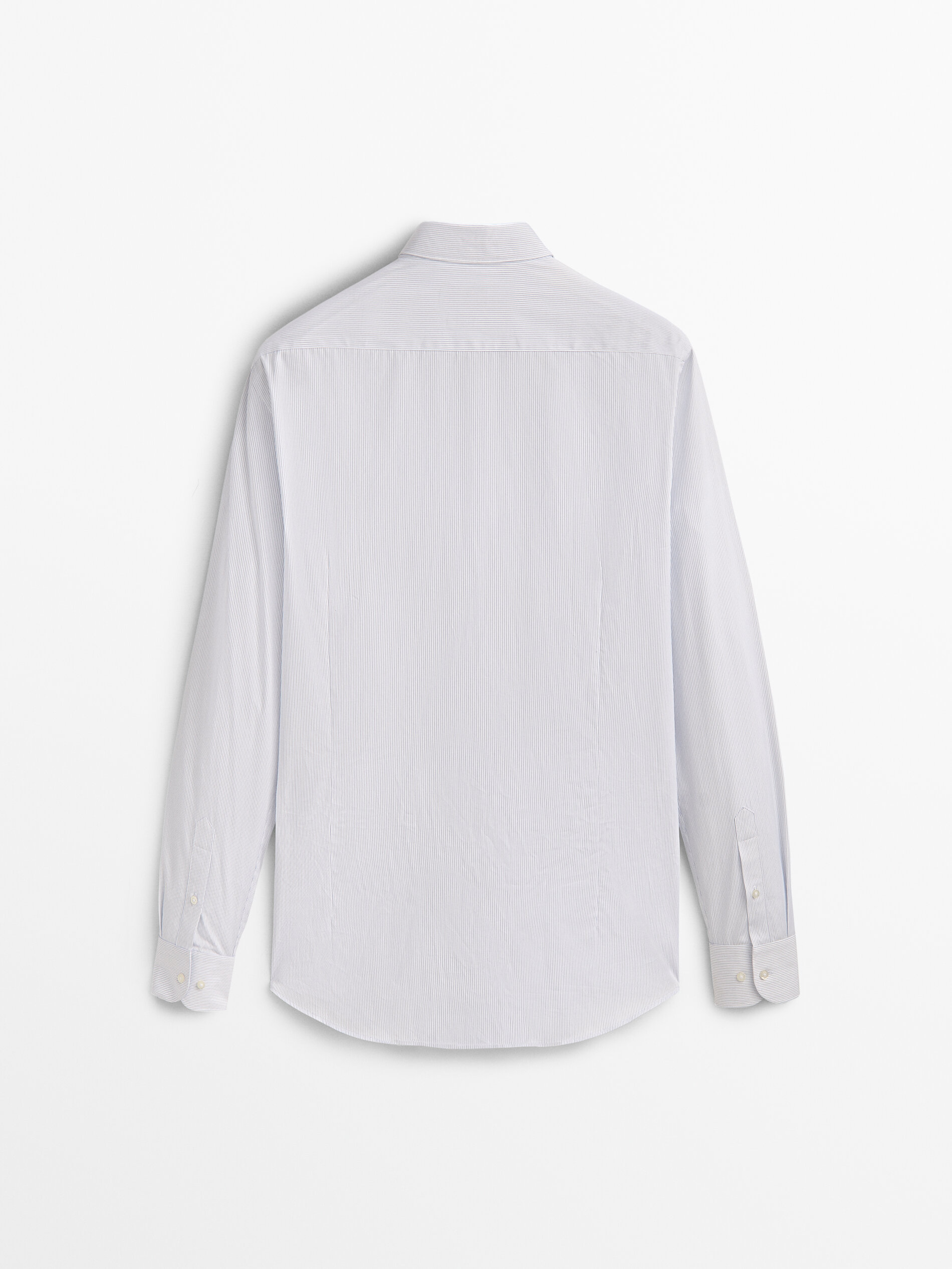 Camisa rayas algodón slim fit - CELESTE