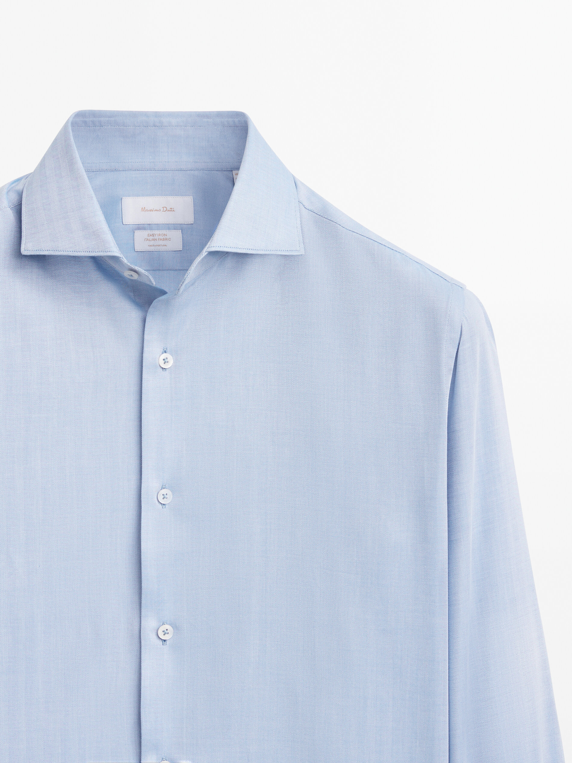 Camisa espiga algodón regular fit - CELESTE