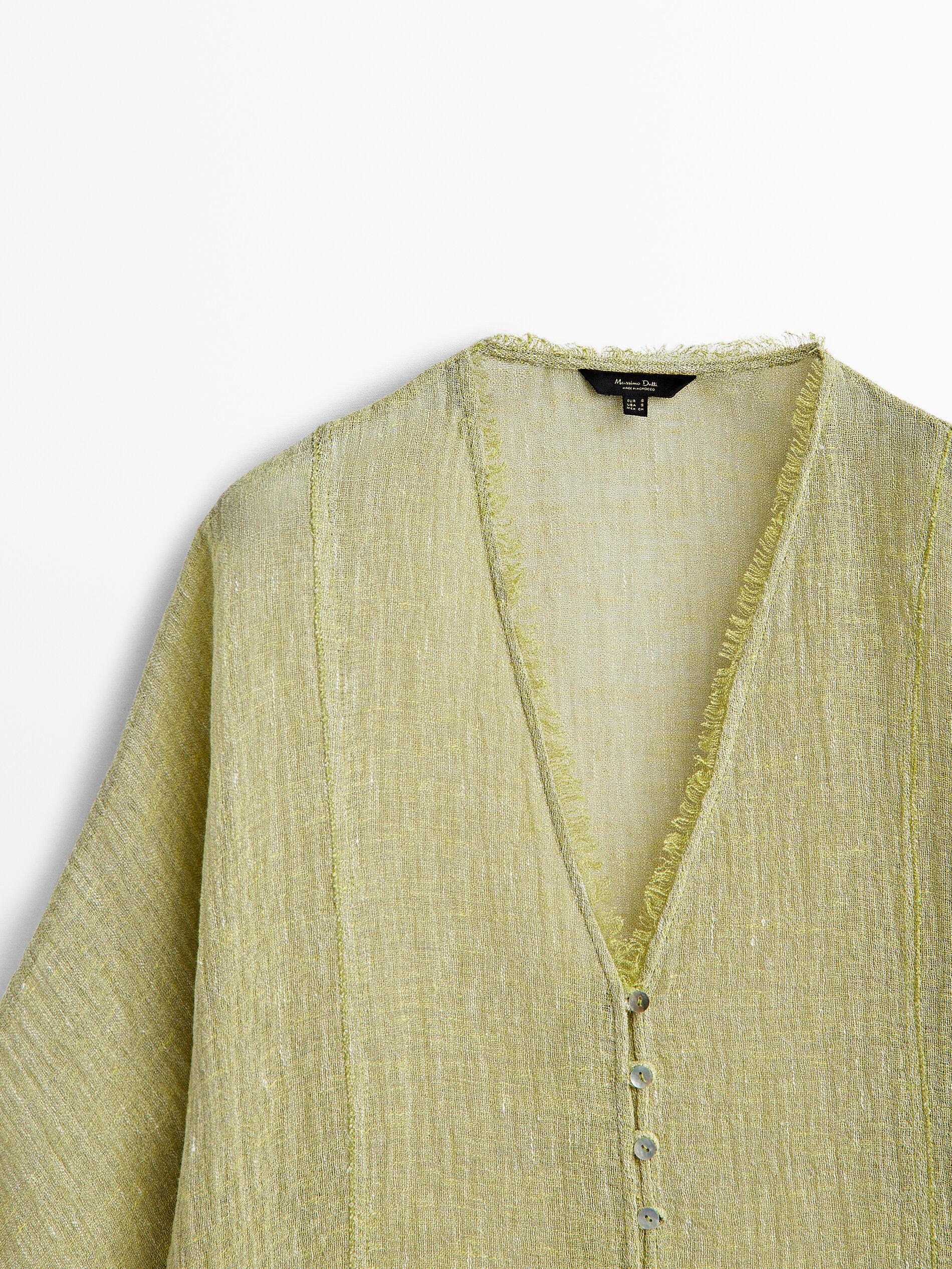 Camisa mezcla lino acabado gofrado - Piedra