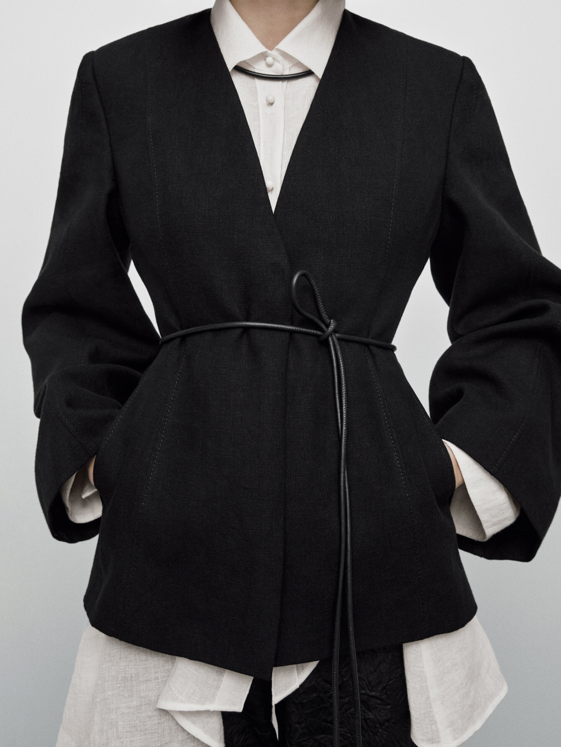 Americana traje lino kimono Limited edition - NEGRO