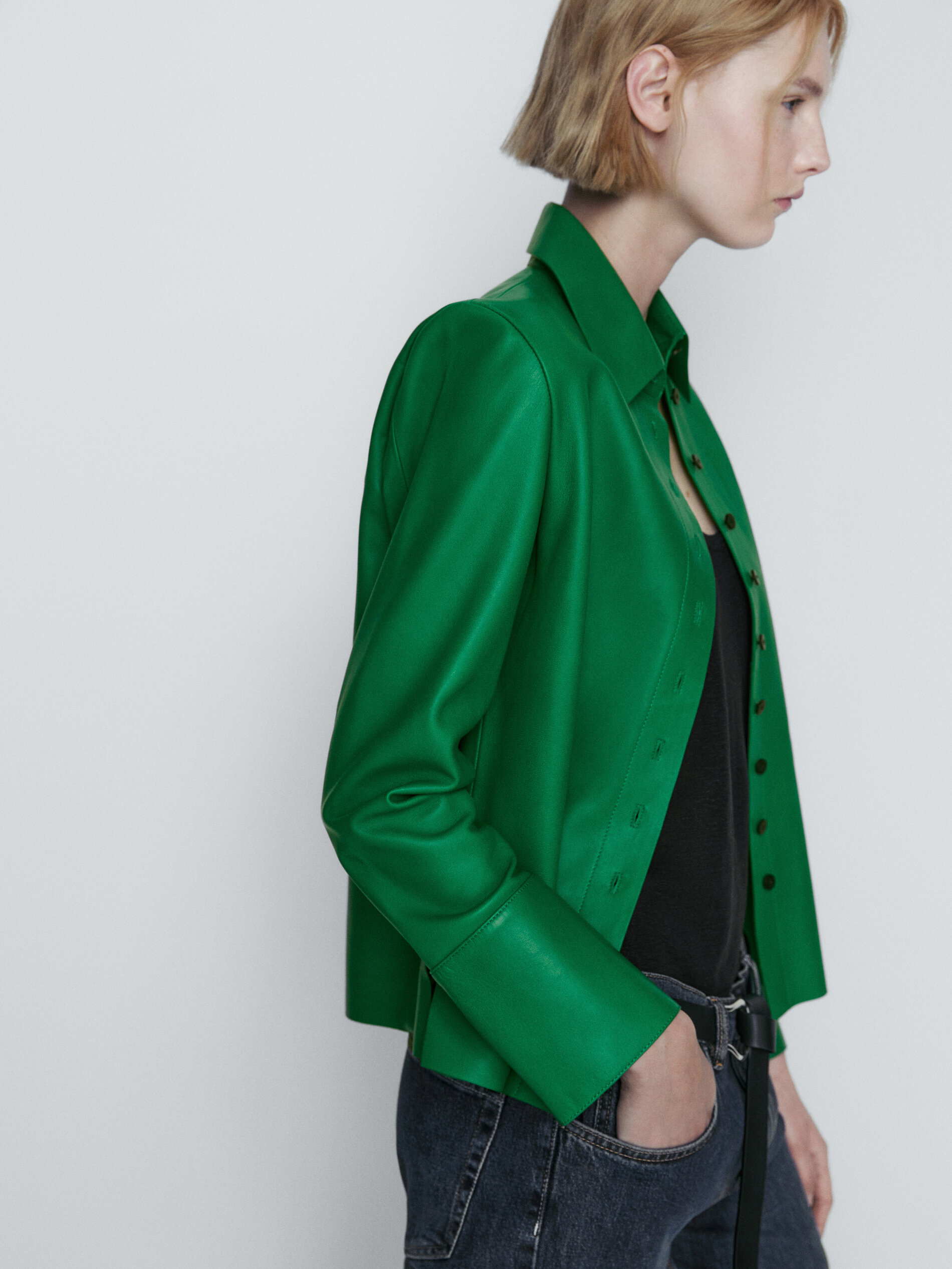 Camisa piel napa verde - VERDE