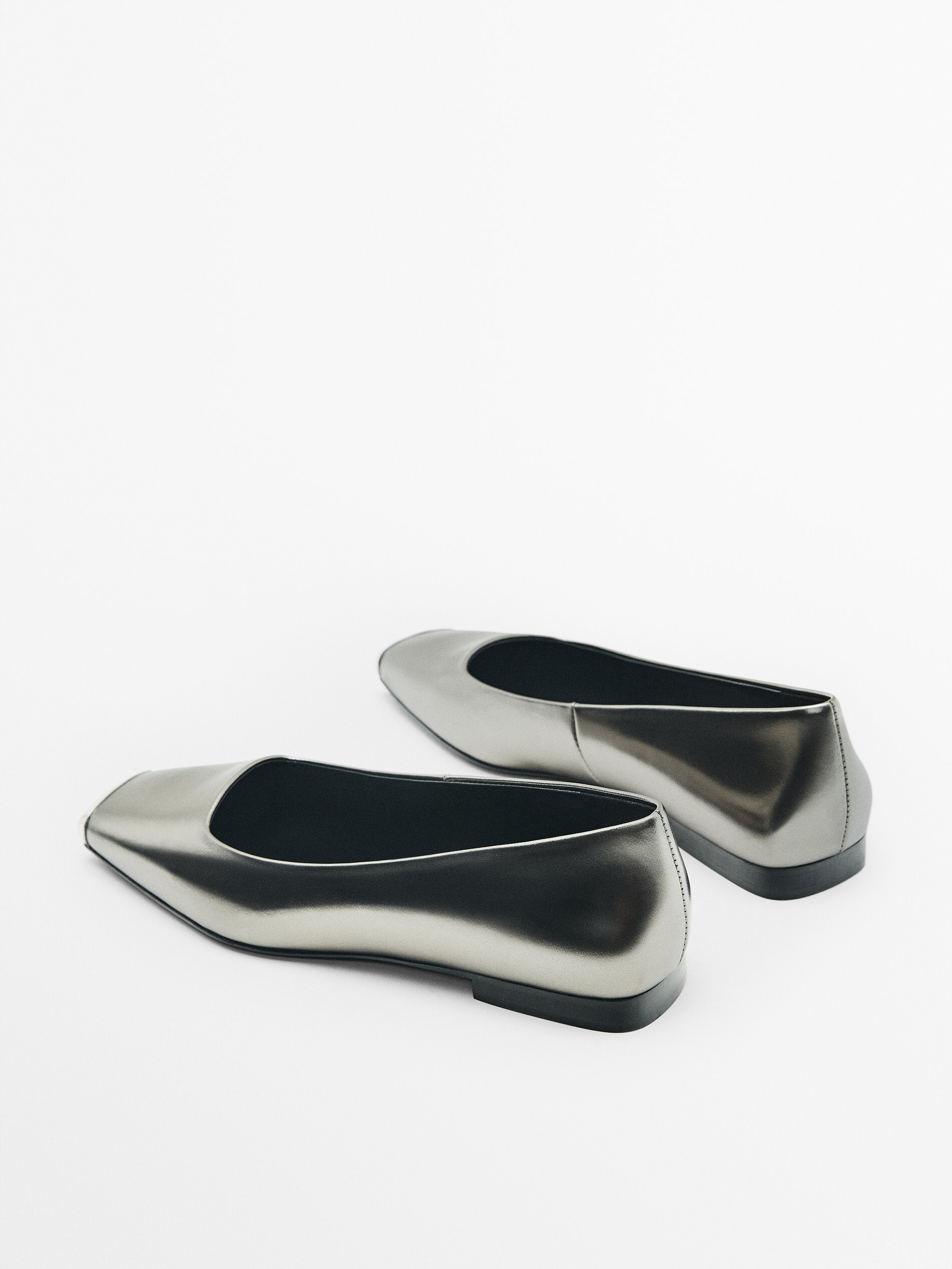 Bailarina piel punta metálica - PLATA